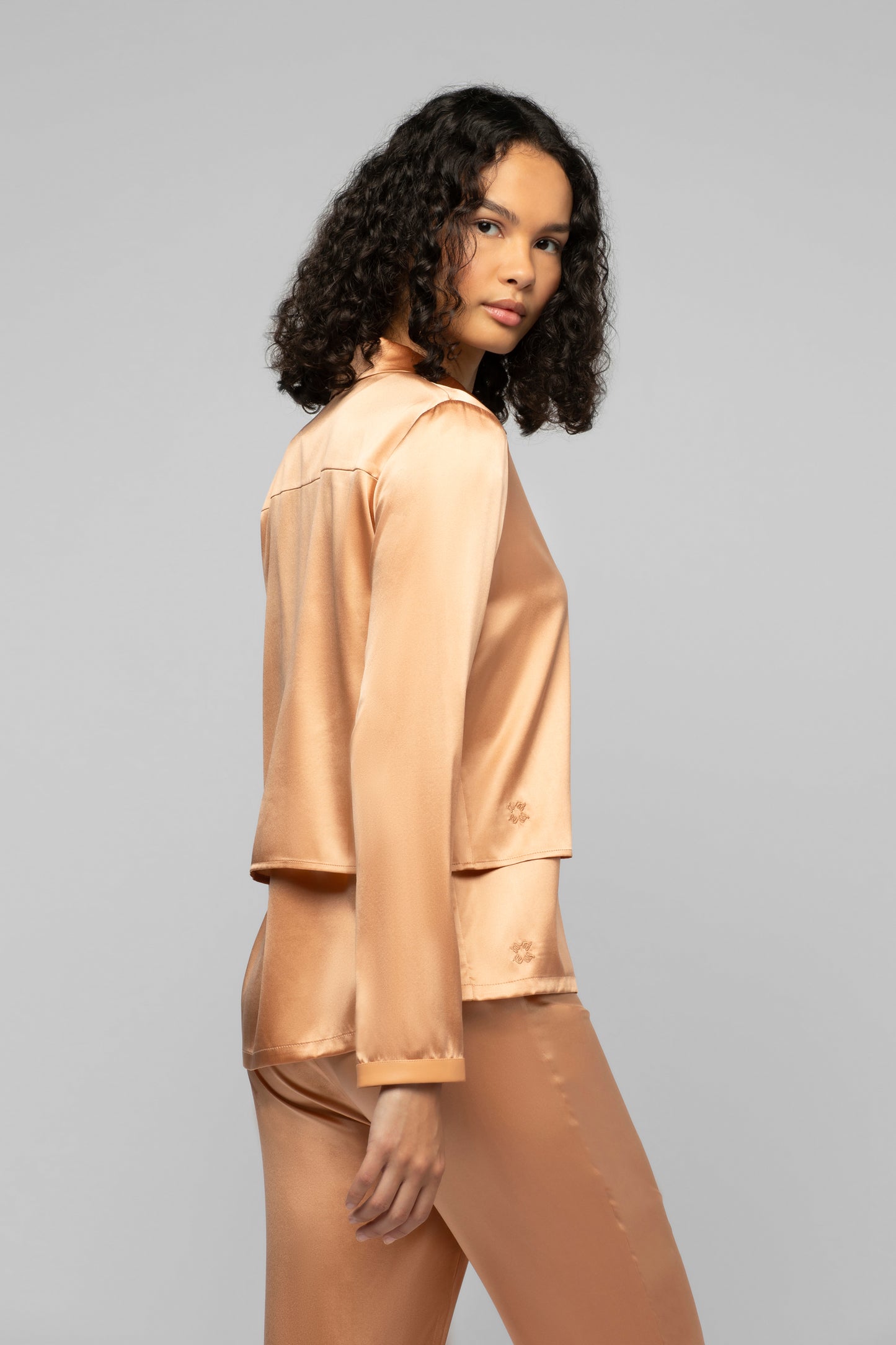 Gilet Ganouk camel en soie et cuir mode femme luxe