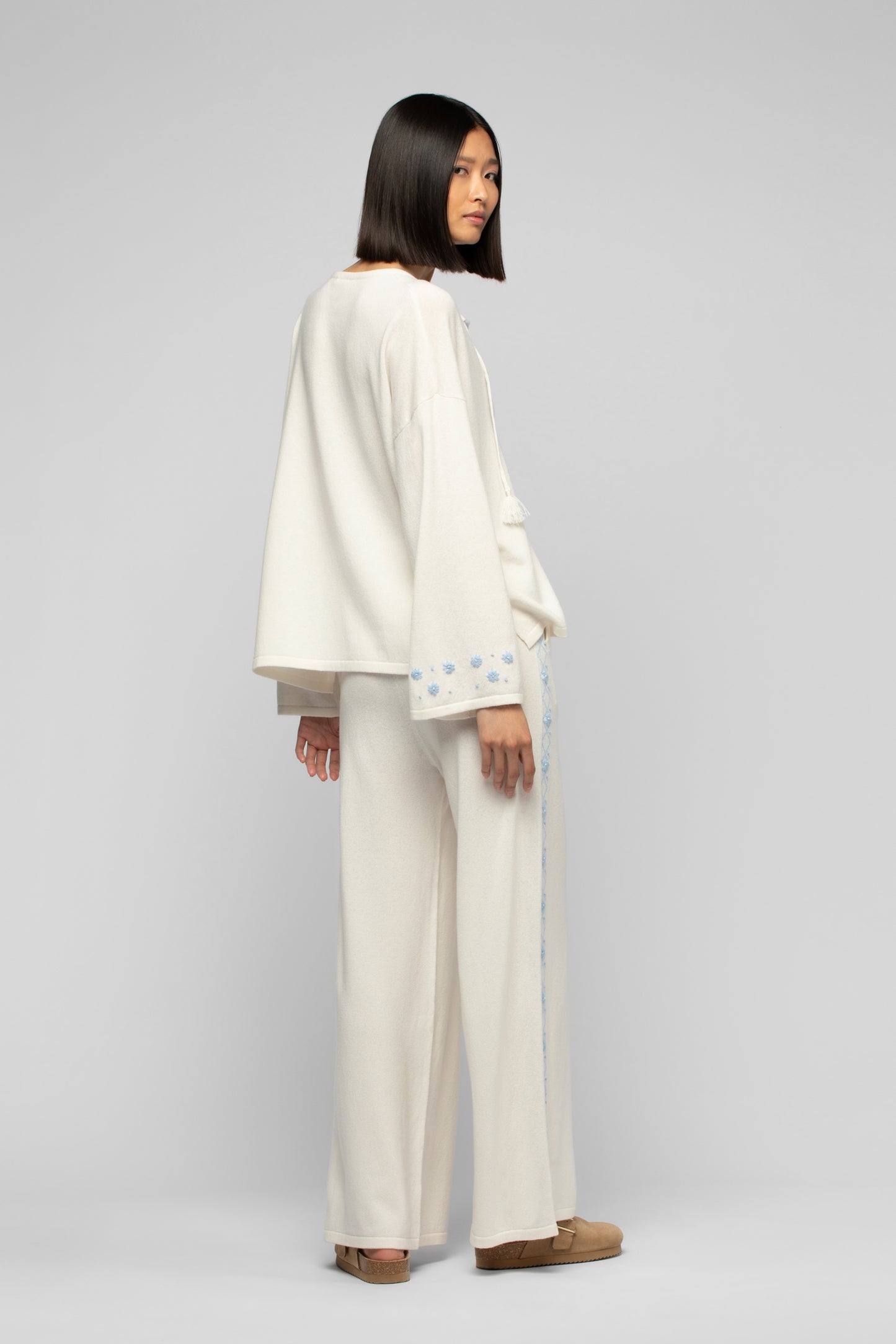 Pantalon Baya blanc en laine et cachemire mode femme luxe