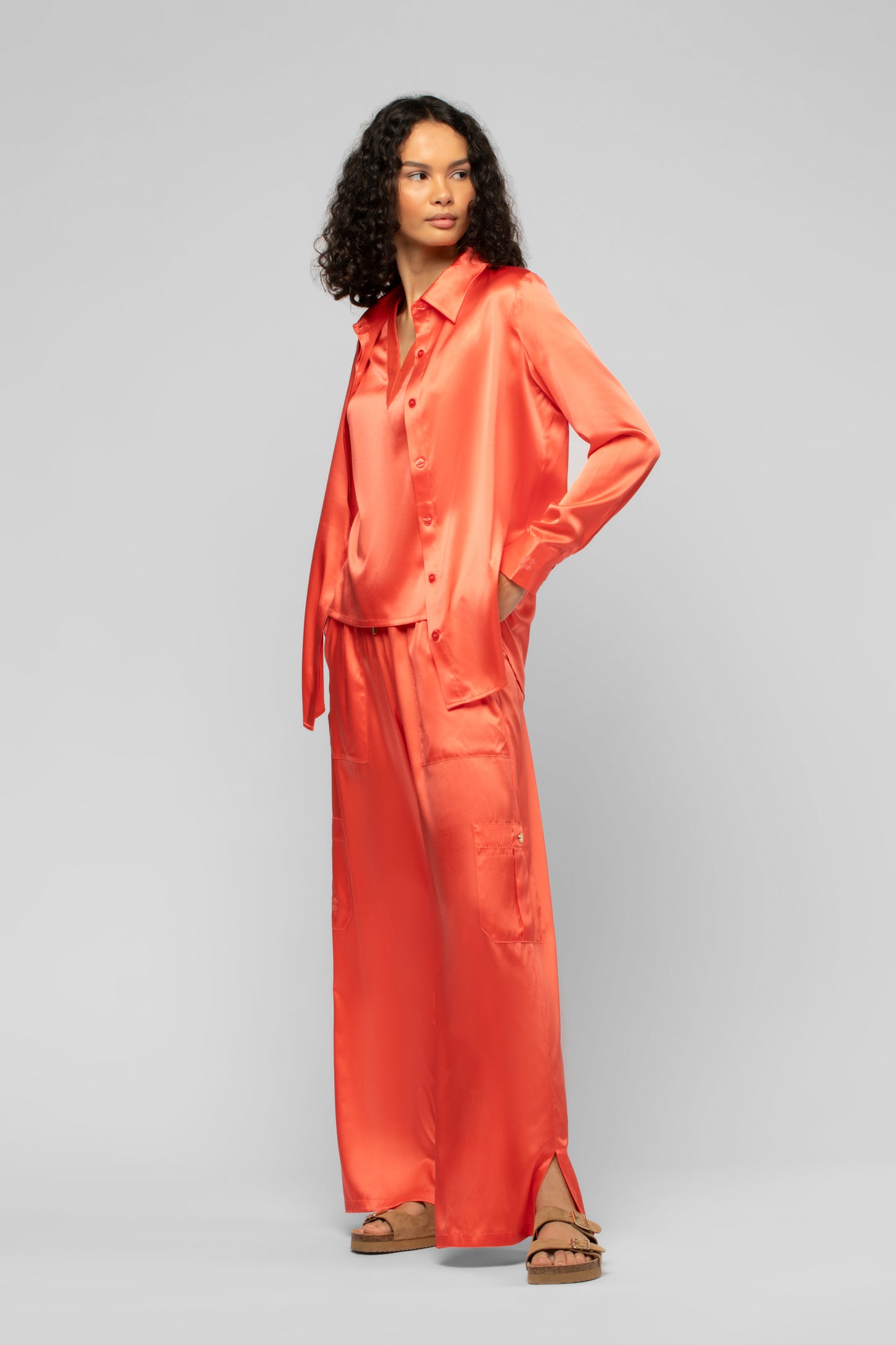 Chemise Levy corail en soie mode femme luxe
