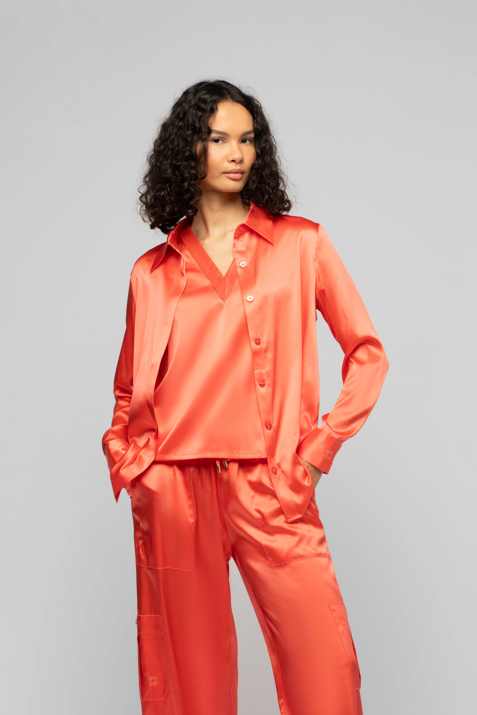 Chemise Levy corail en soie mode femme luxe