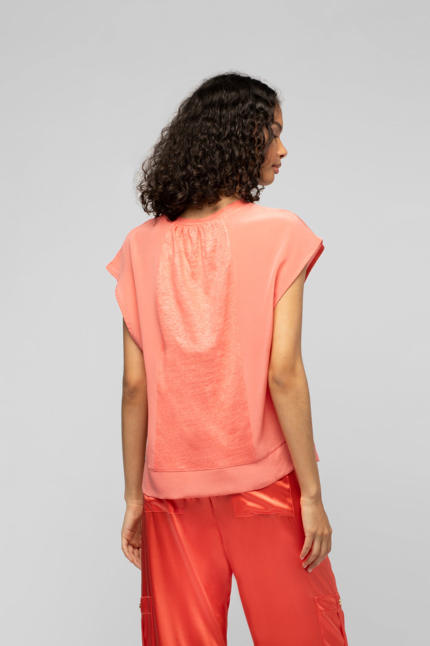 T-Shirt Talys corail en lin et soie mode femme luxe
