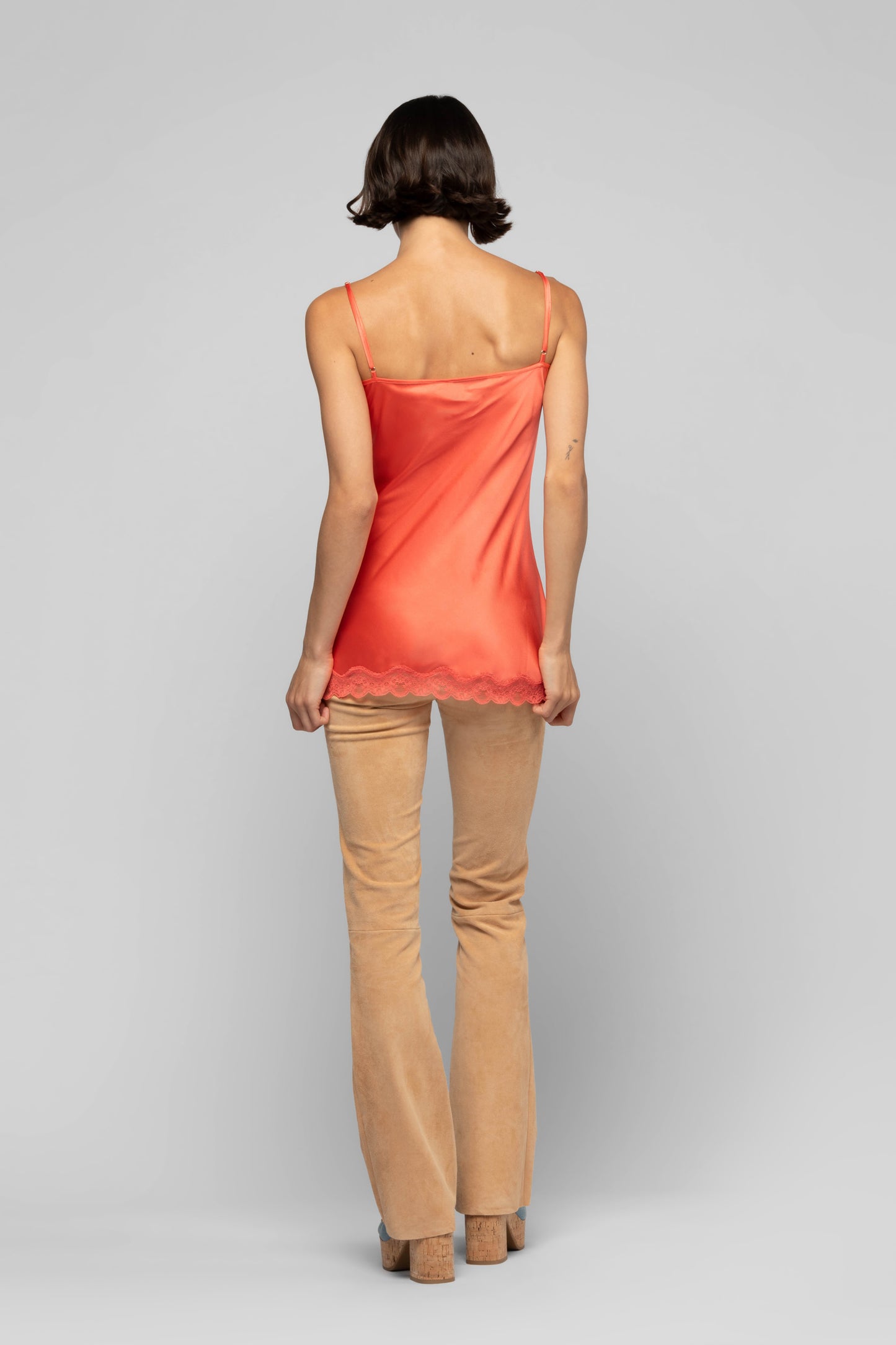 Top Tathenais corail en soie mode femme luxe