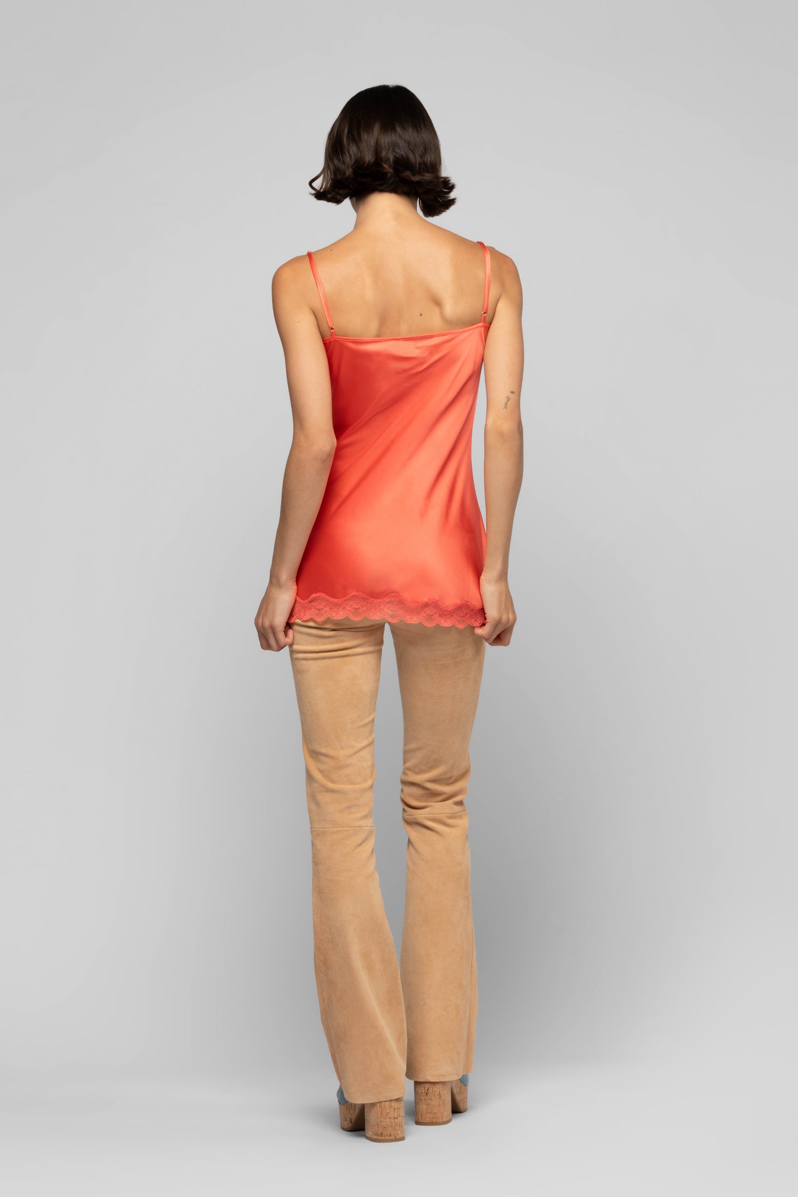 Top Tathenais corail en soie mode femme luxe