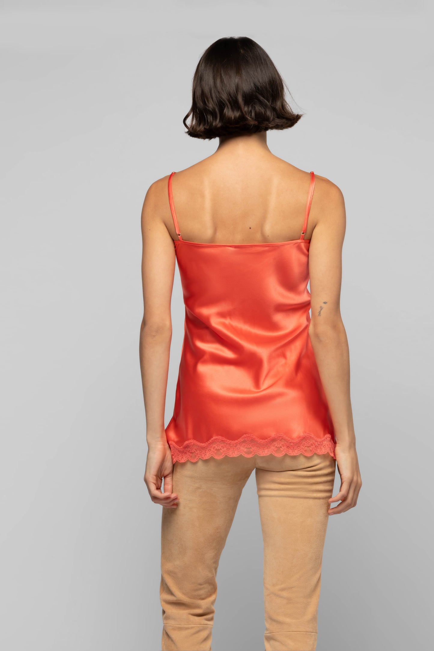Top Tathenais corail en soie mode femme luxe
