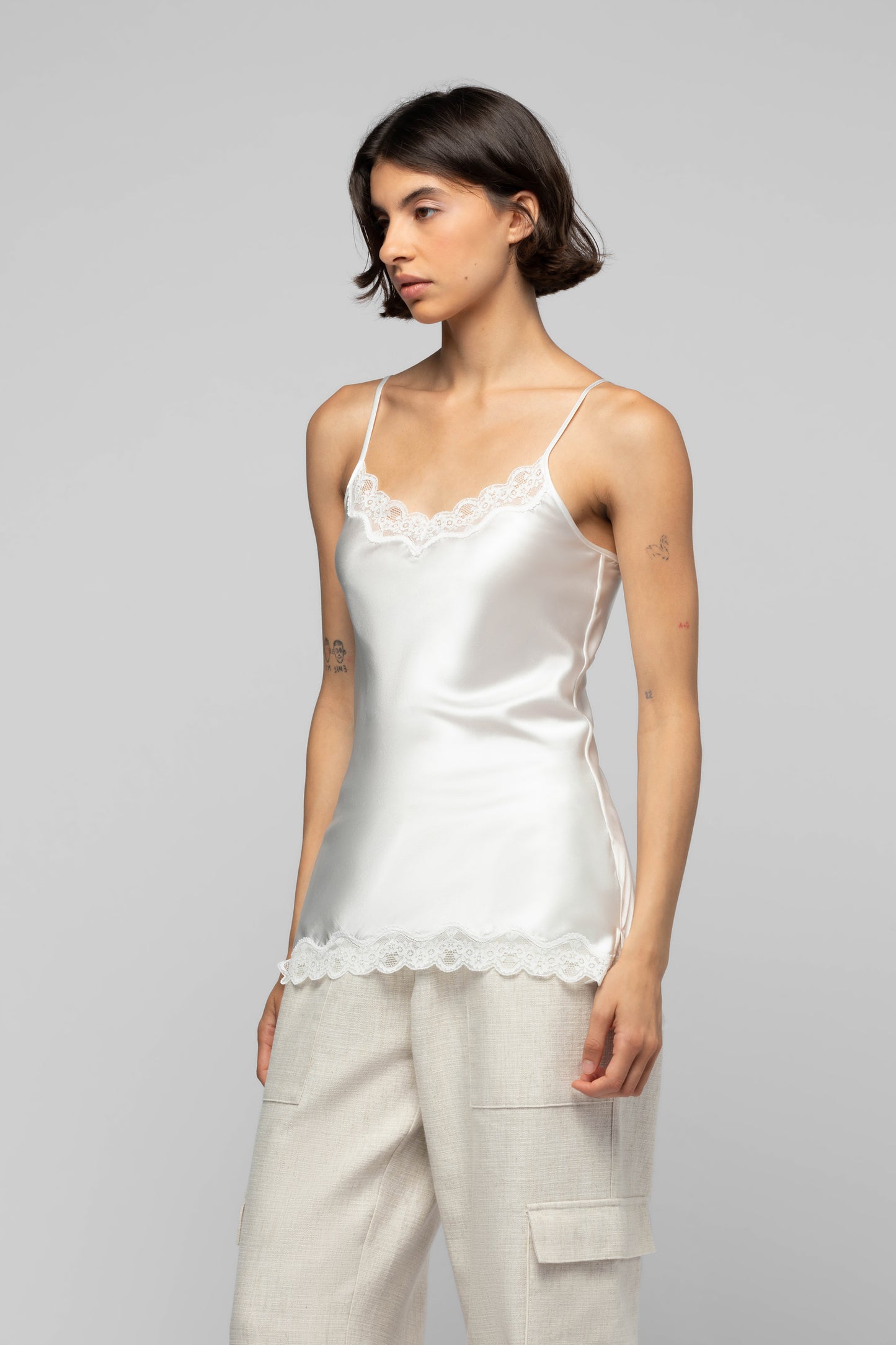 Top Tathenais blanc en soie mode femme luxe