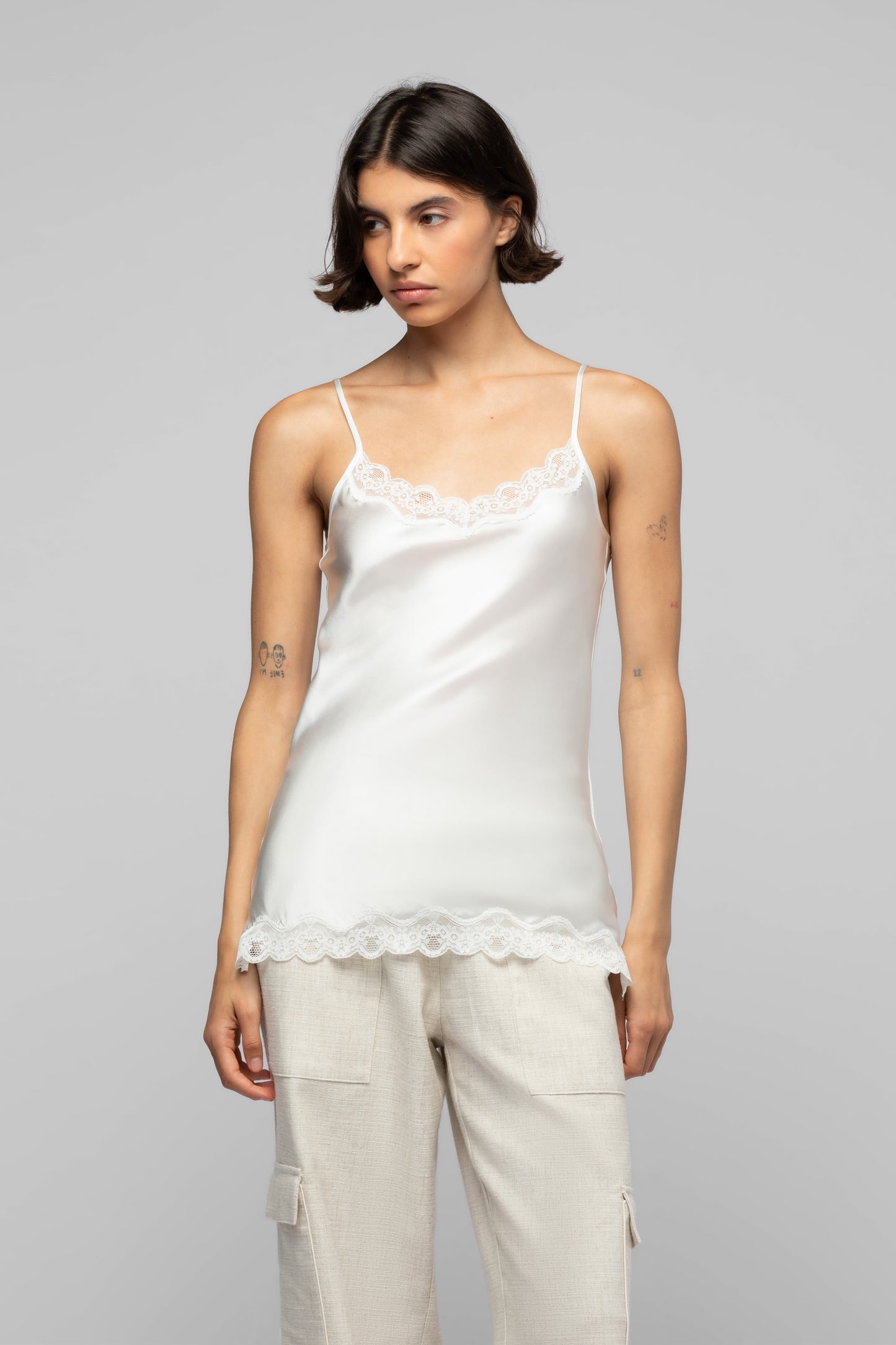 Top Tathenais blanc en soie mode femme luxe