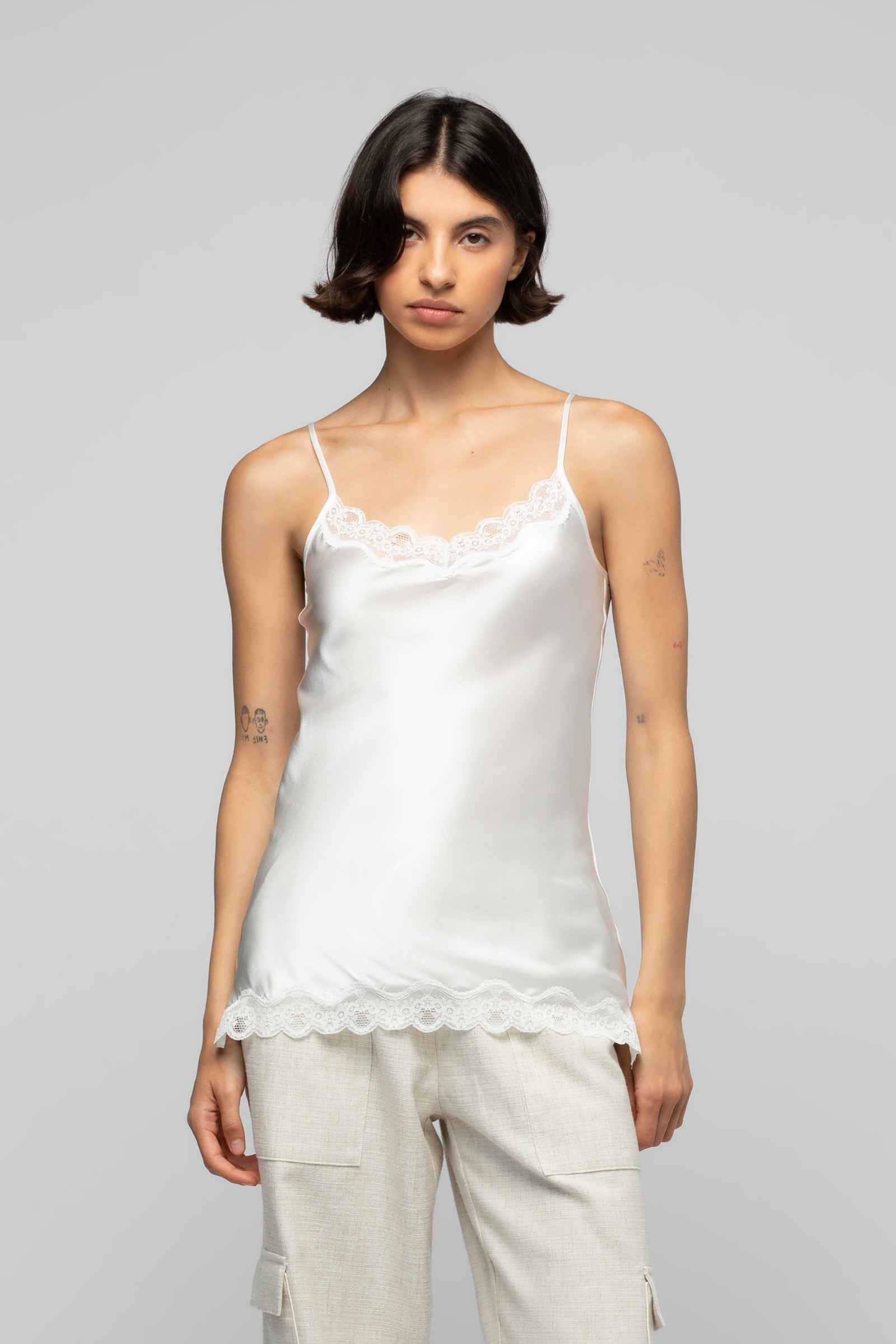 Top Tathenais blanc en soie mode femme luxe