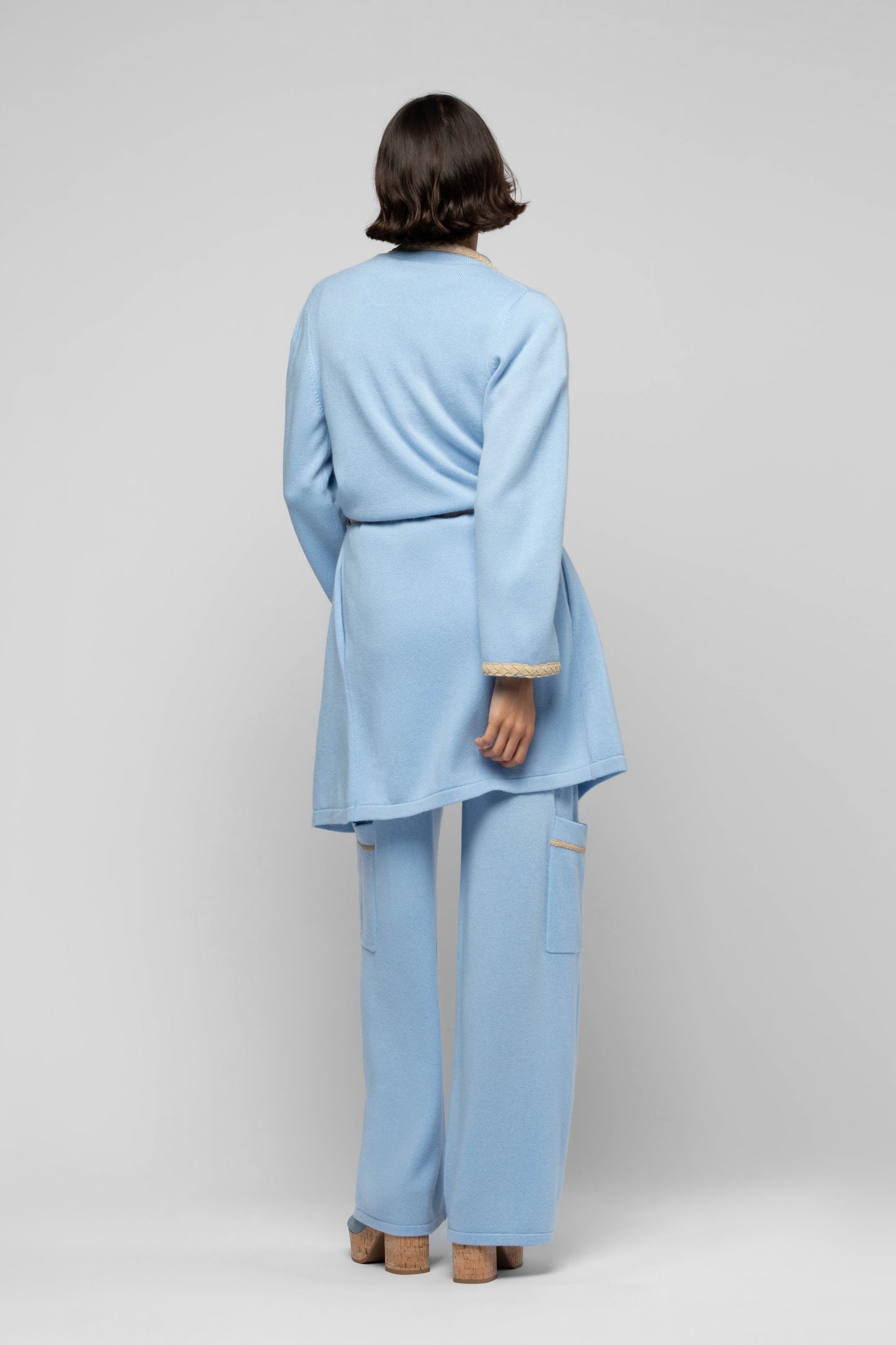 Veste Valyssa bleu ciel en laine et cachemire mode femme luxe