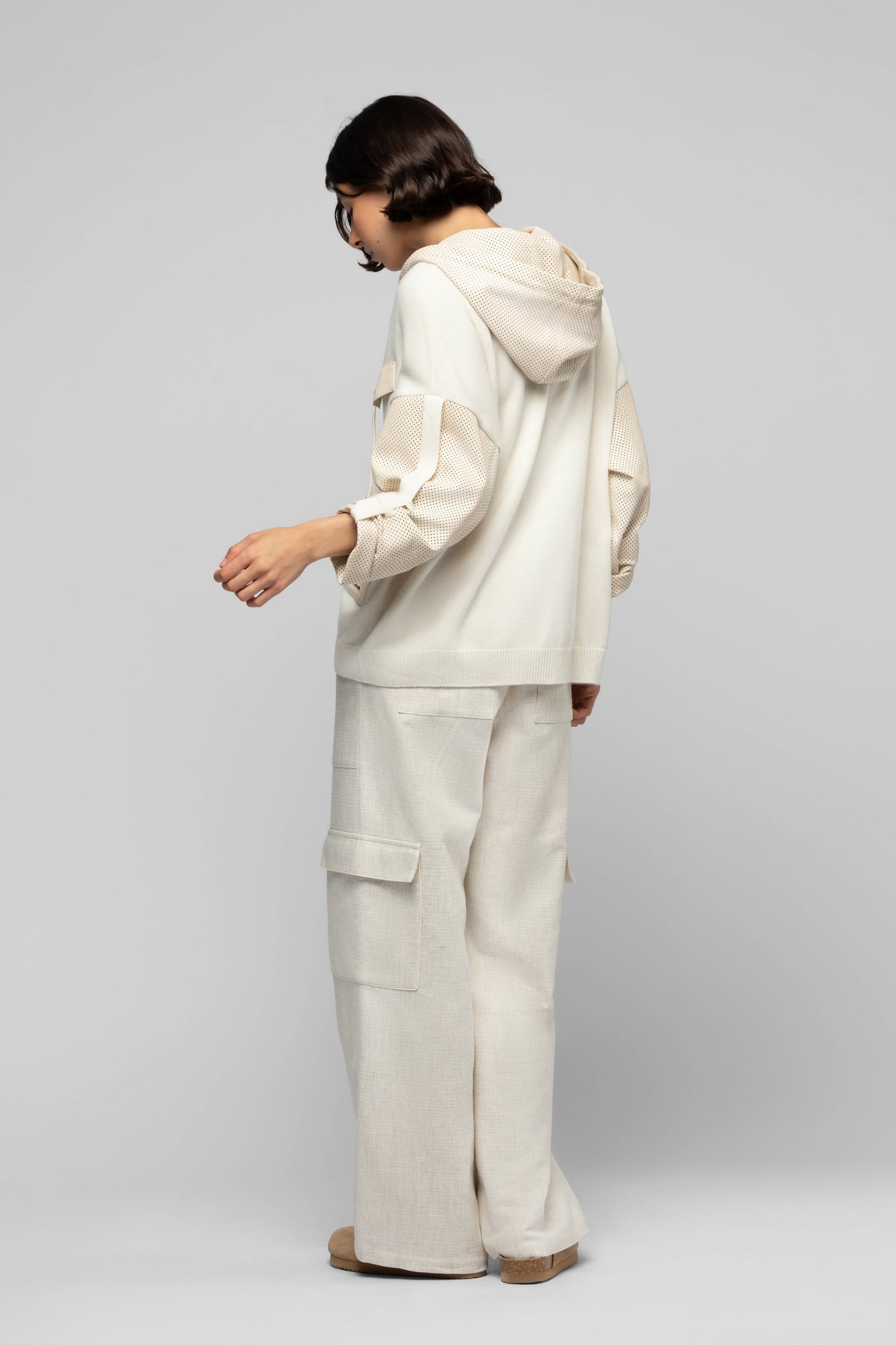 Veste Vanais blanc et beige en laine et cachemire mode femme luxe