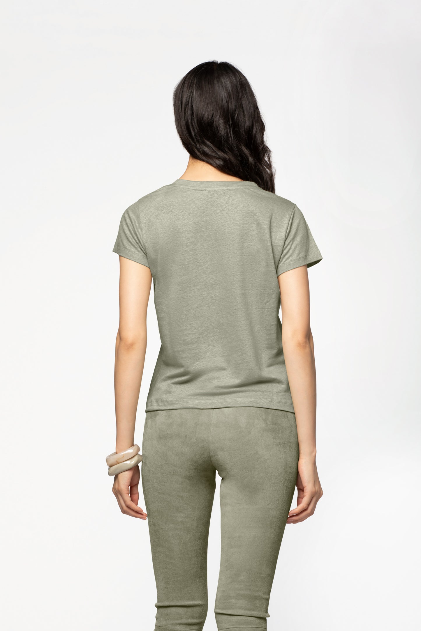 T-shirt lin respirant luxe femme MAX&MOI silhouette contemporaine vert