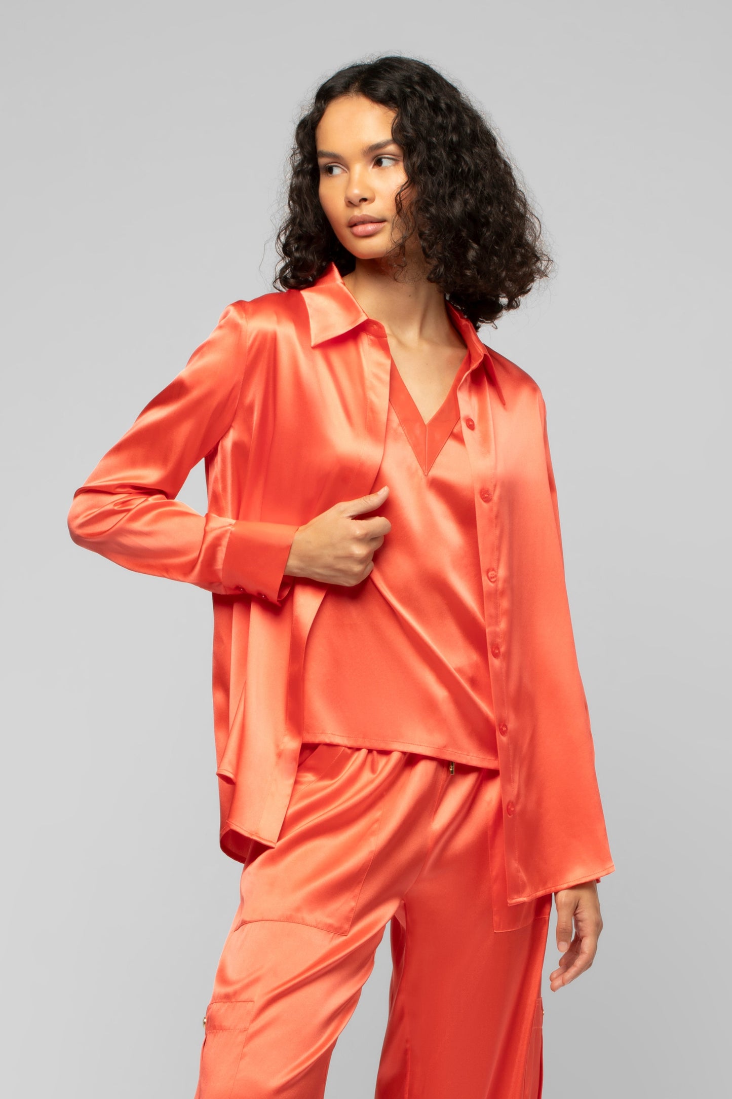 Chemise Levy corail en soie mode femme luxe