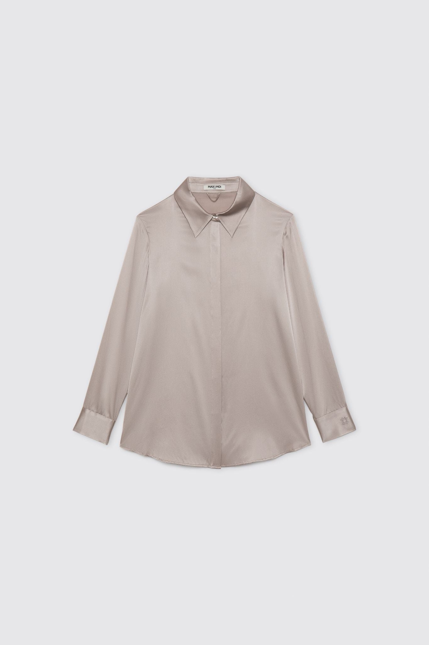 Chemise LEVY taupe en soie haut de gamme MAX&MOI