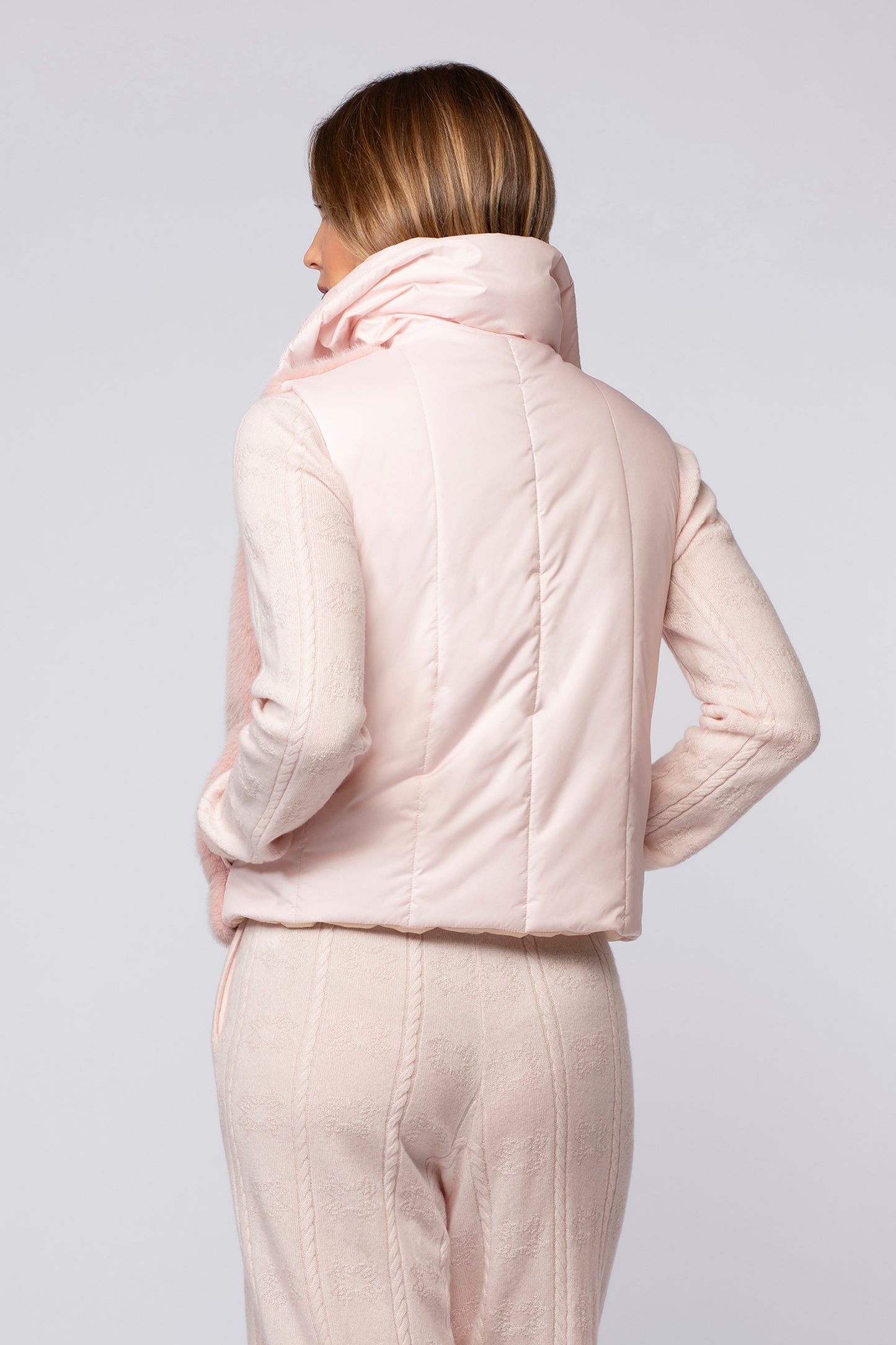 Doudoune DUALA rose chamallow en fausse fourrure haut de gamme MAX&MOI