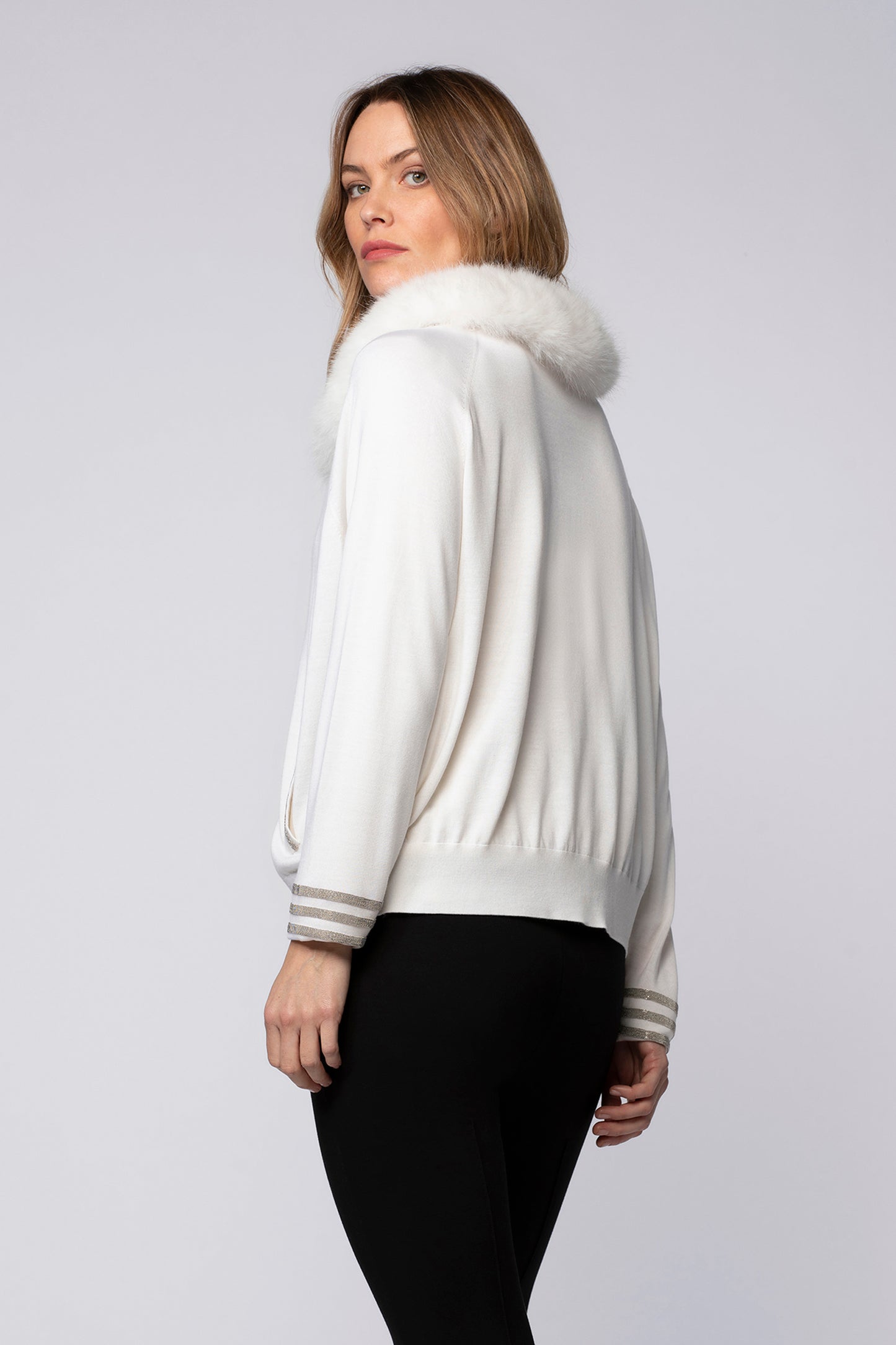 Gilet GLEN blanc en viscose laine haut de gamme MAX&MOI