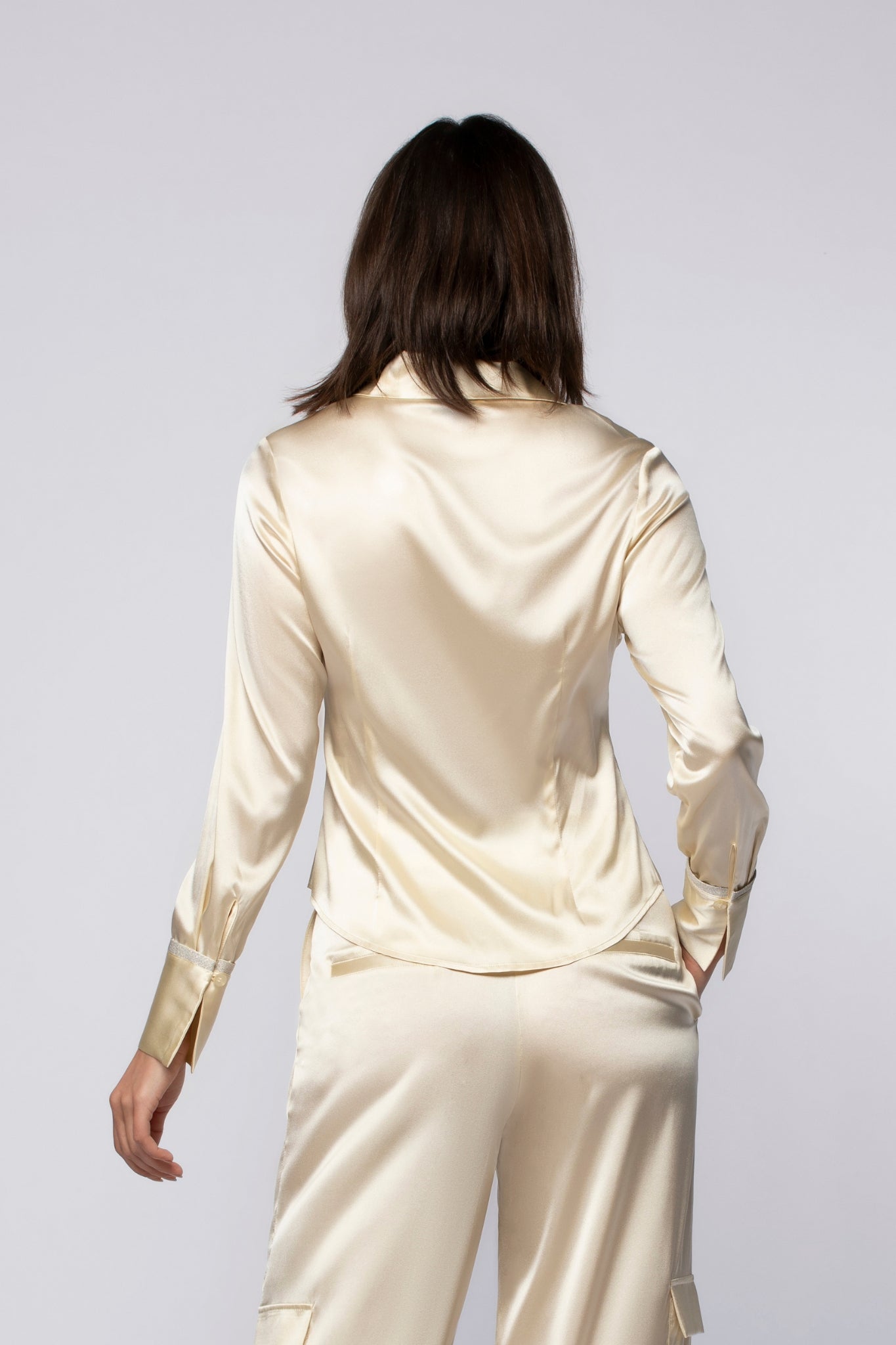 Chemise LAVINA jaune blé en soie haut de gamme MAX&MOI