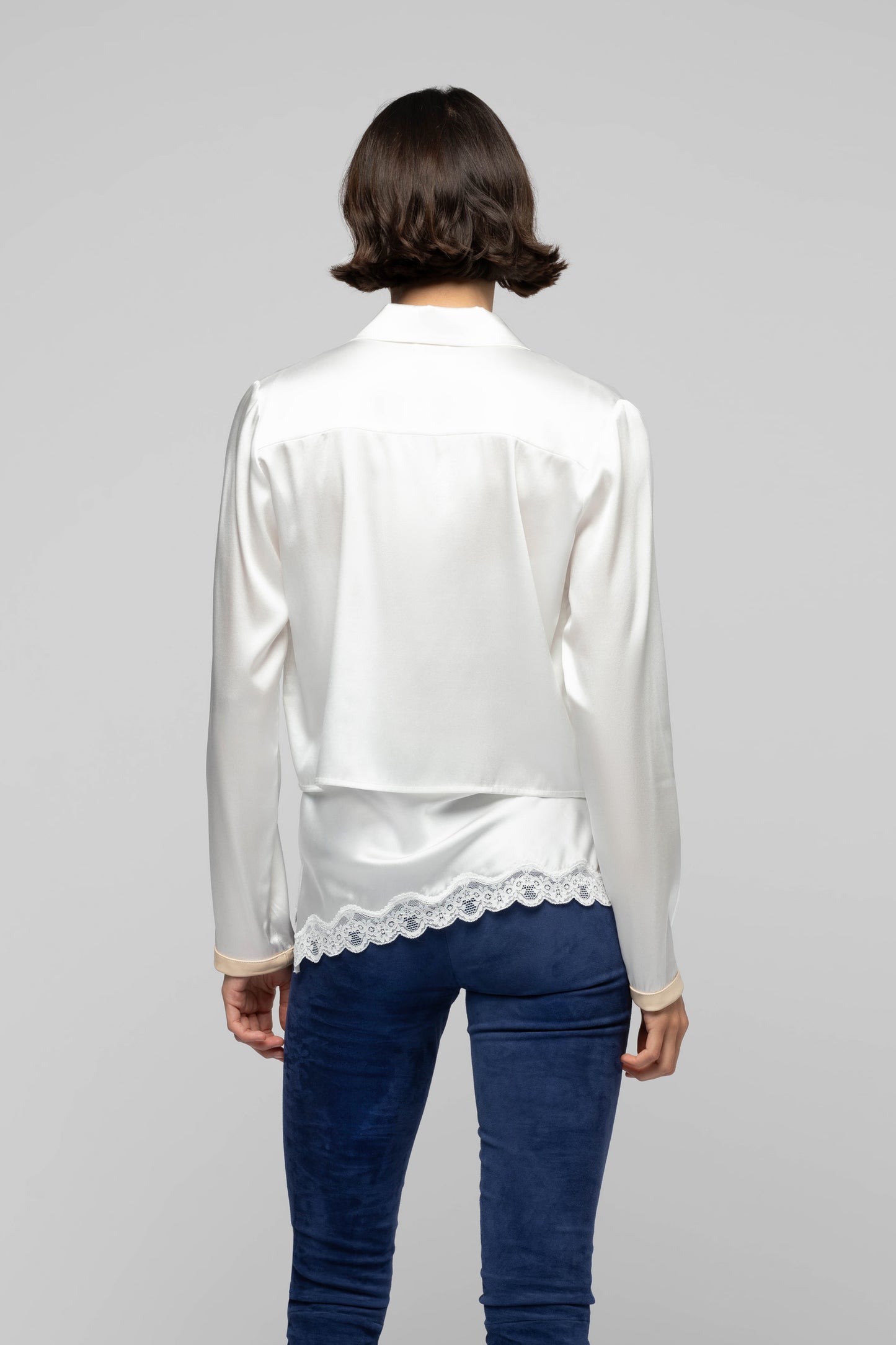 Gilet Ganouk blanc en soie et cuir mode femme luxe