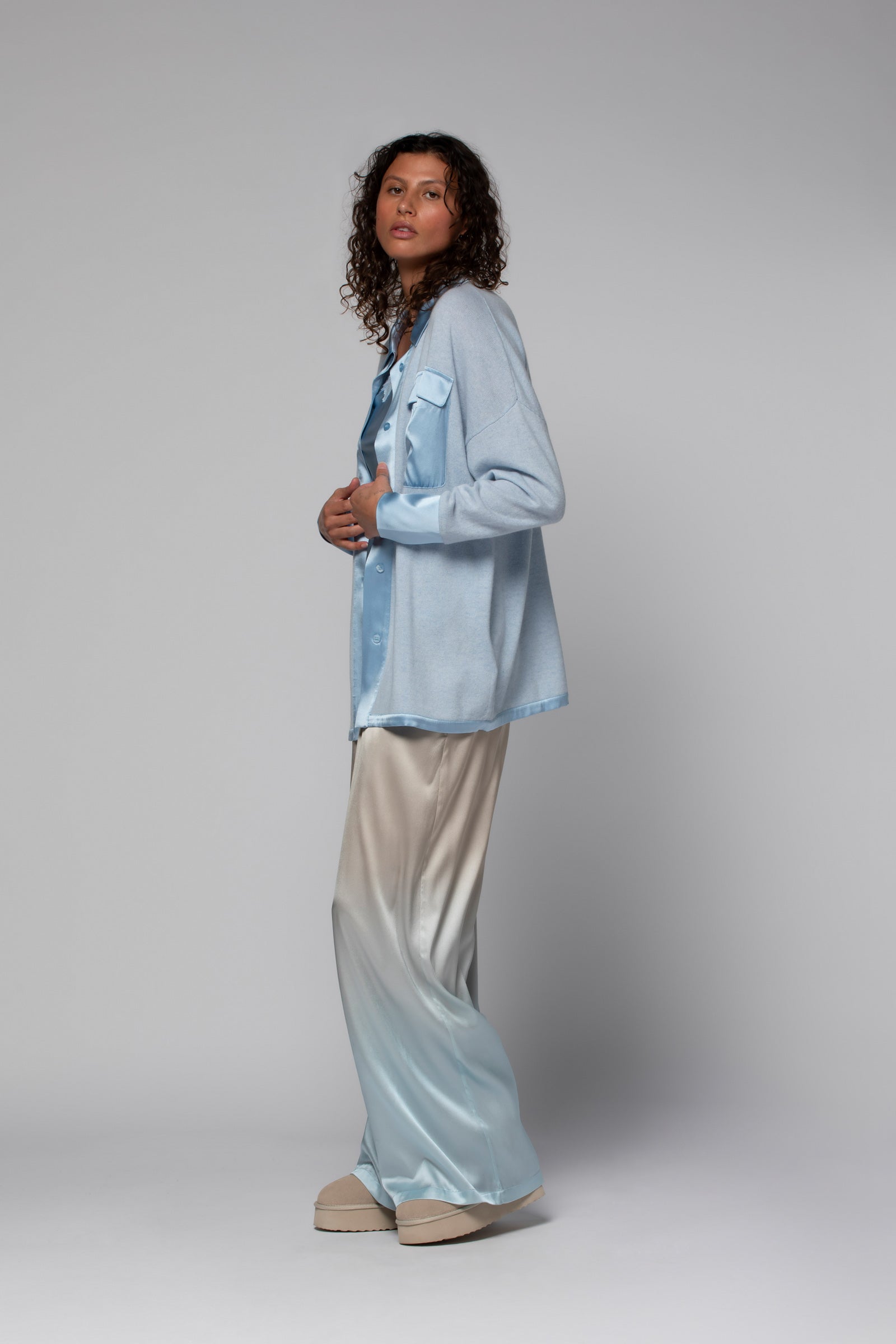 Max&moi Sur Chemise En Laine Femme Chemise Lonie Ciel Laine Et