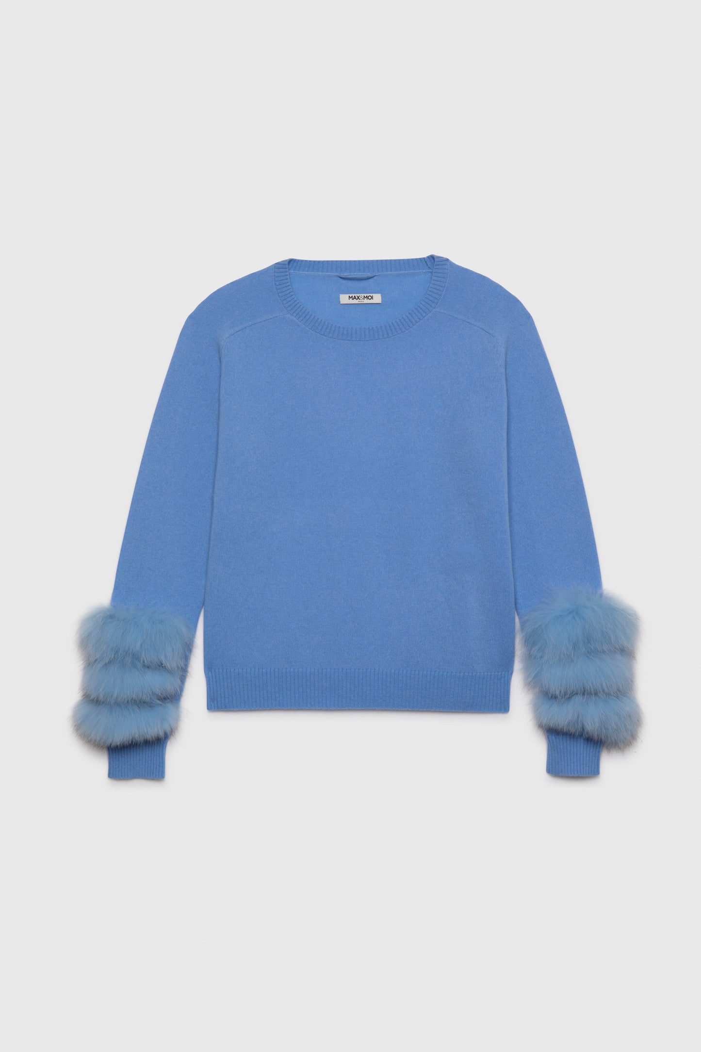 Pull GARY ciel Cachemire fourrure en renard haut de gamme femme MAX&MOI
