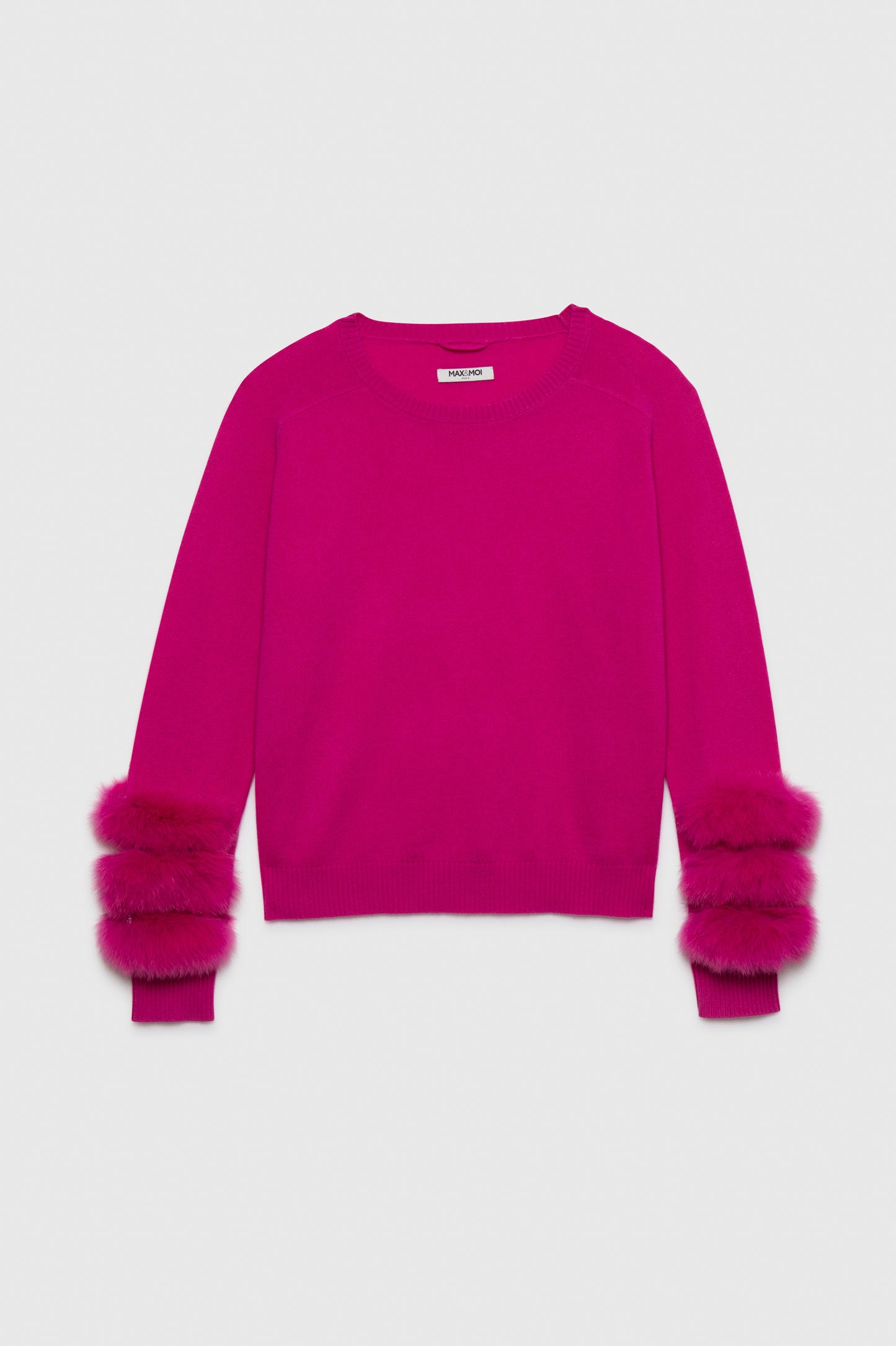 Pull GARY fuchsia Cachemire fourrure en renard haut de gamme femme MAX&MOI