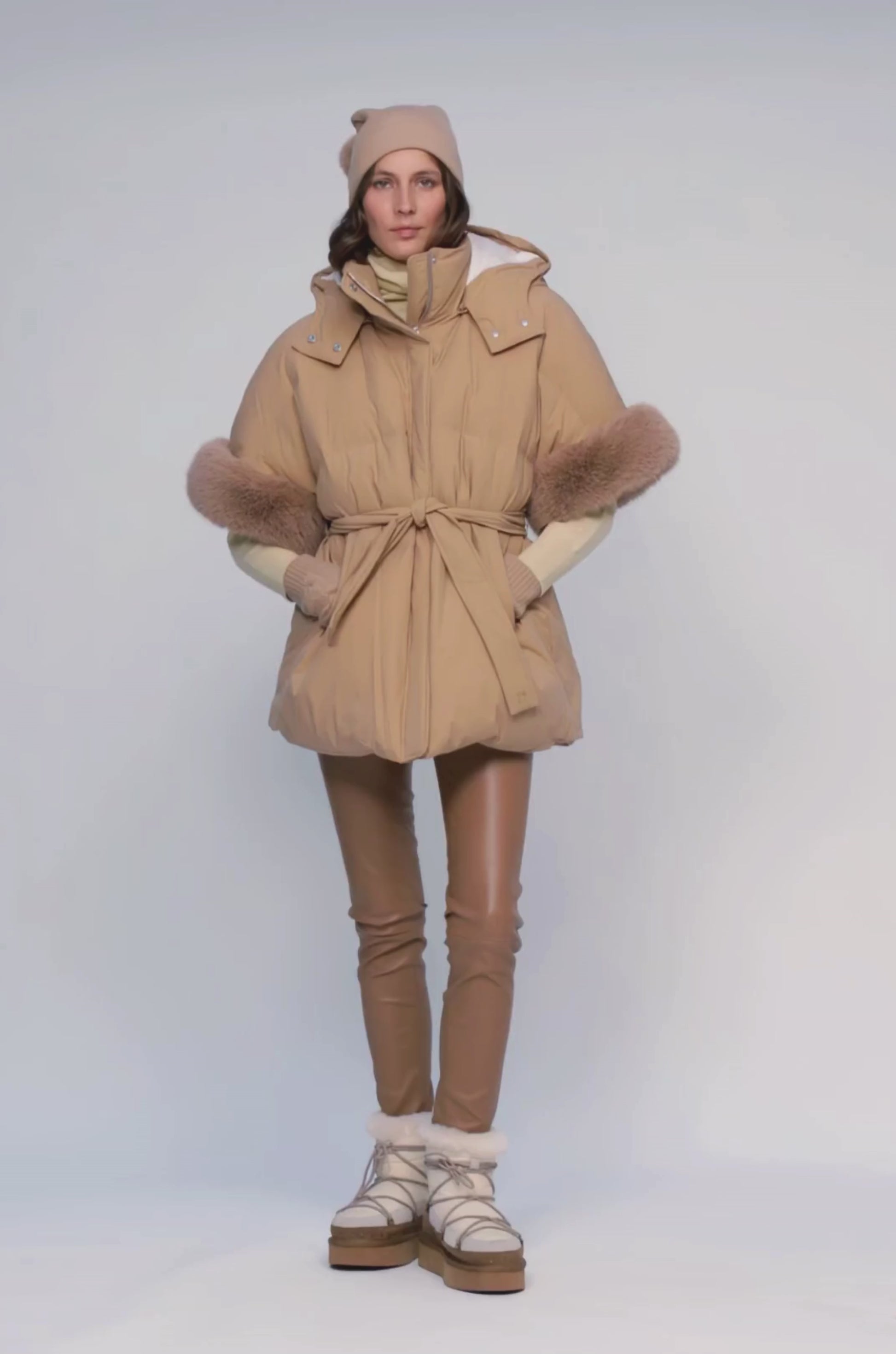 Doudoune DELBA camel en polyester haut de gamme MAX&MOI