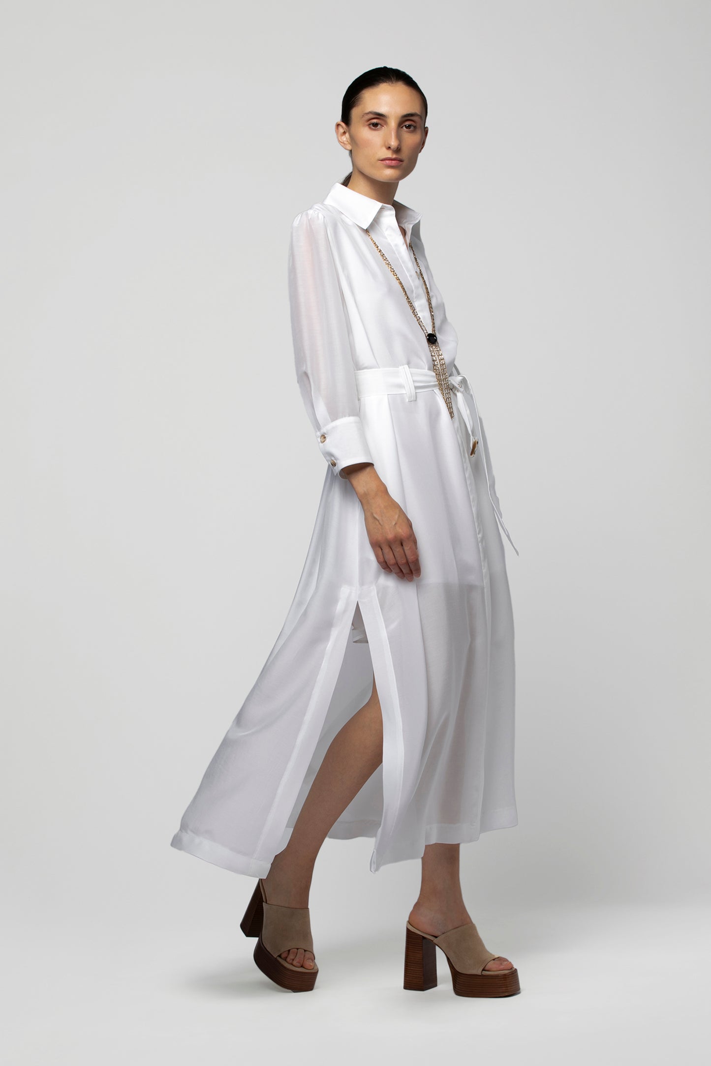 Robe RAEVA Lyocell Soie Blanc haut de gamme femme MAX&MOI