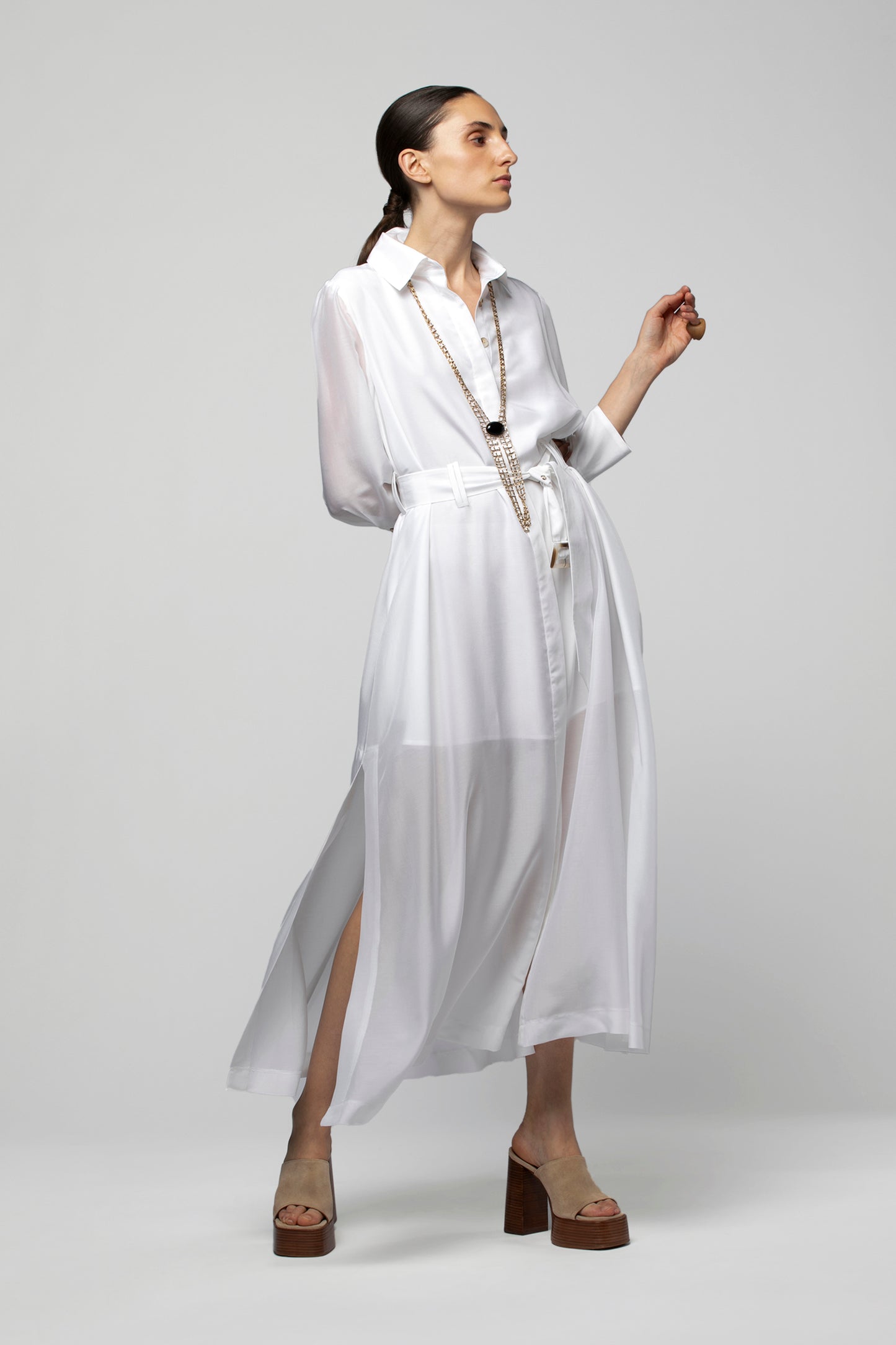 Robe RAEVA Lyocell Soie Blanc haut de gamme femme MAX&MOI