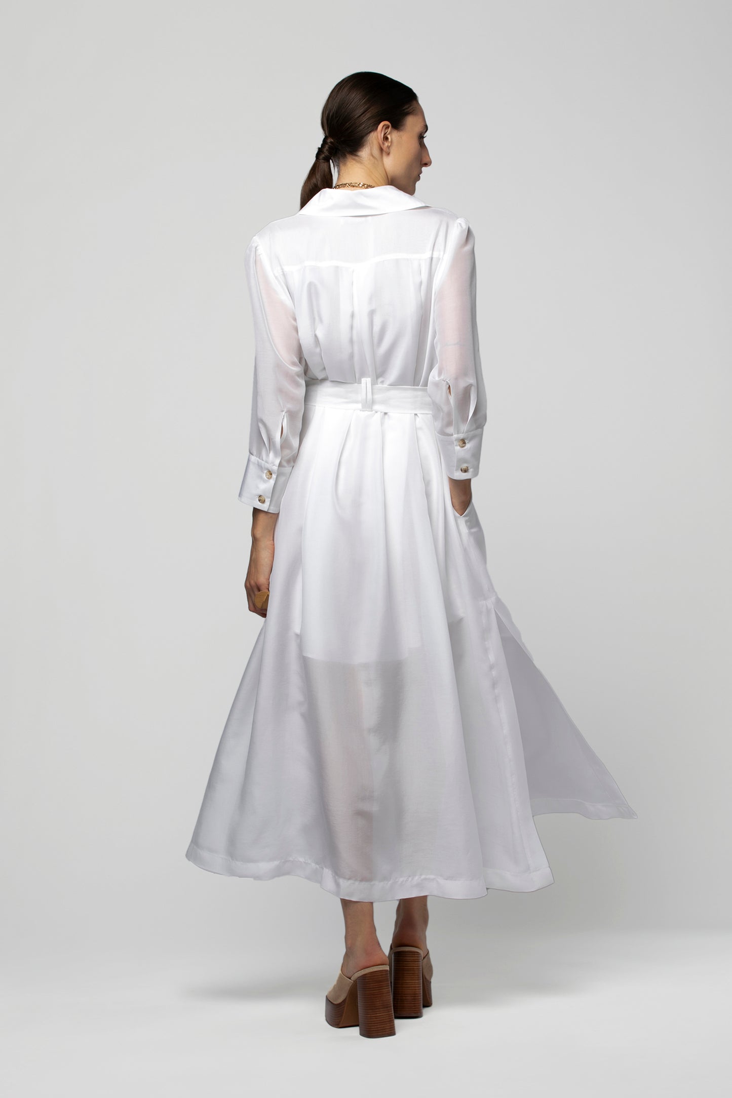 Robe RAEVA Lyocell Soie Blanc haut de gamme femme MAX&MOI