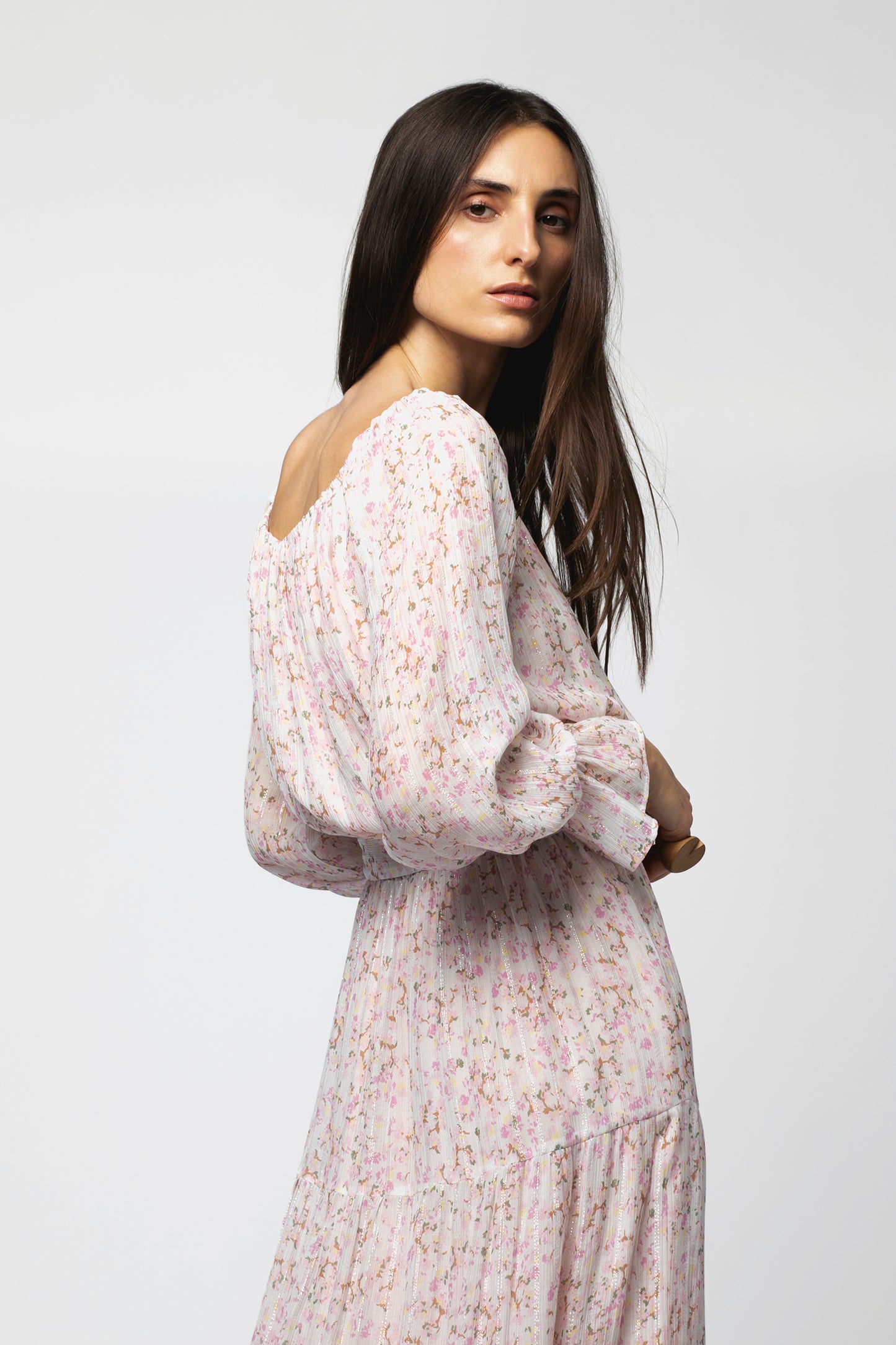 Robe REJAA Viscose Soie Fibres métalliques Printfloral haut de gamme femme MAX&MOI