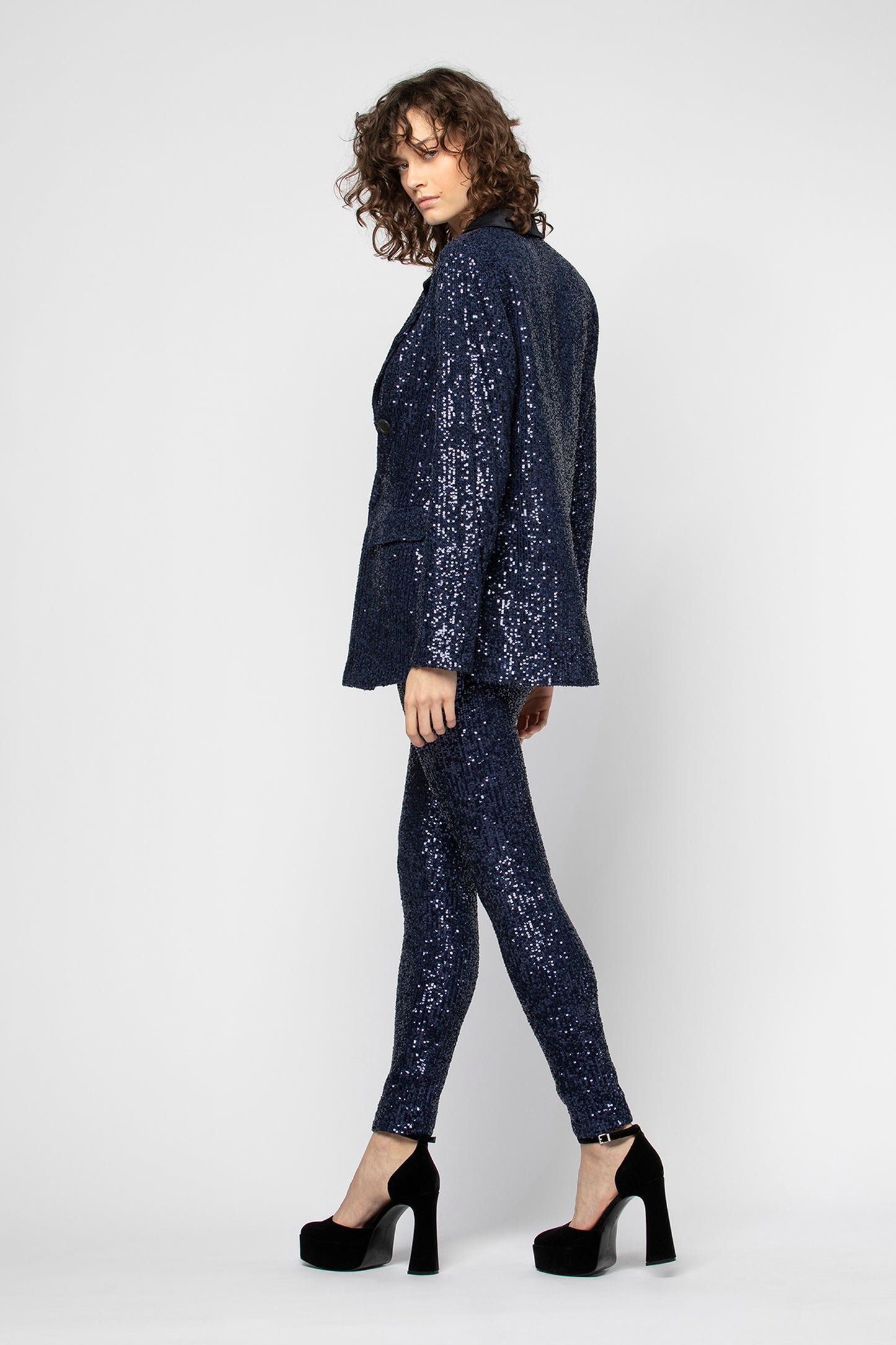 Pantalon BALY bleu marine Polyester Elasthanne haut de gamme femme MAX&MOI