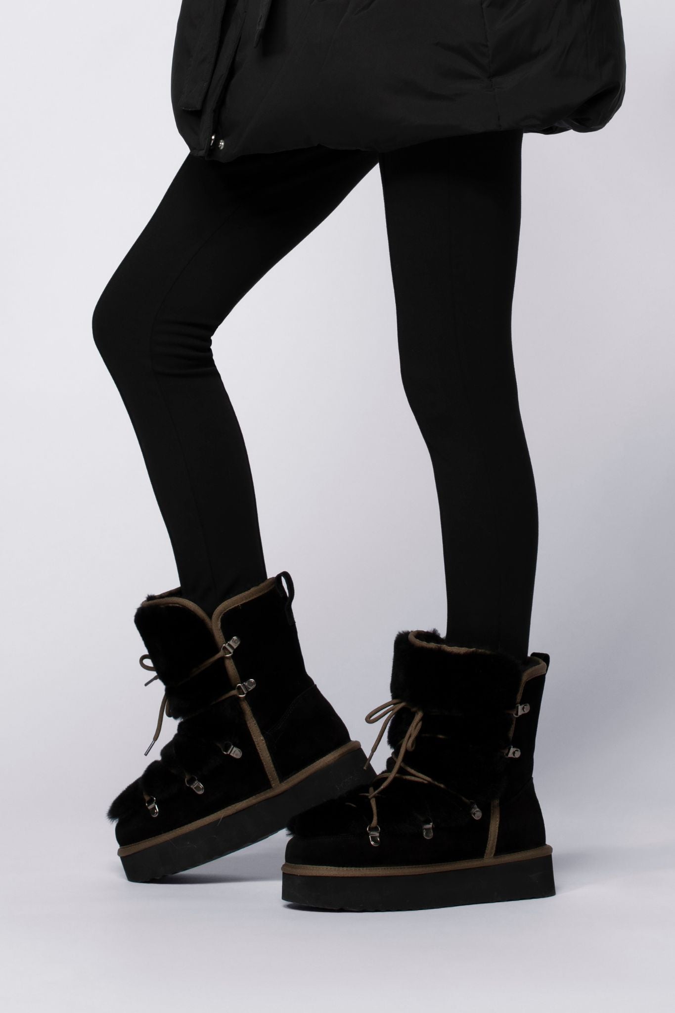 Bottes AVINA noir en cuir mouton haut de gamme MAX&MOI