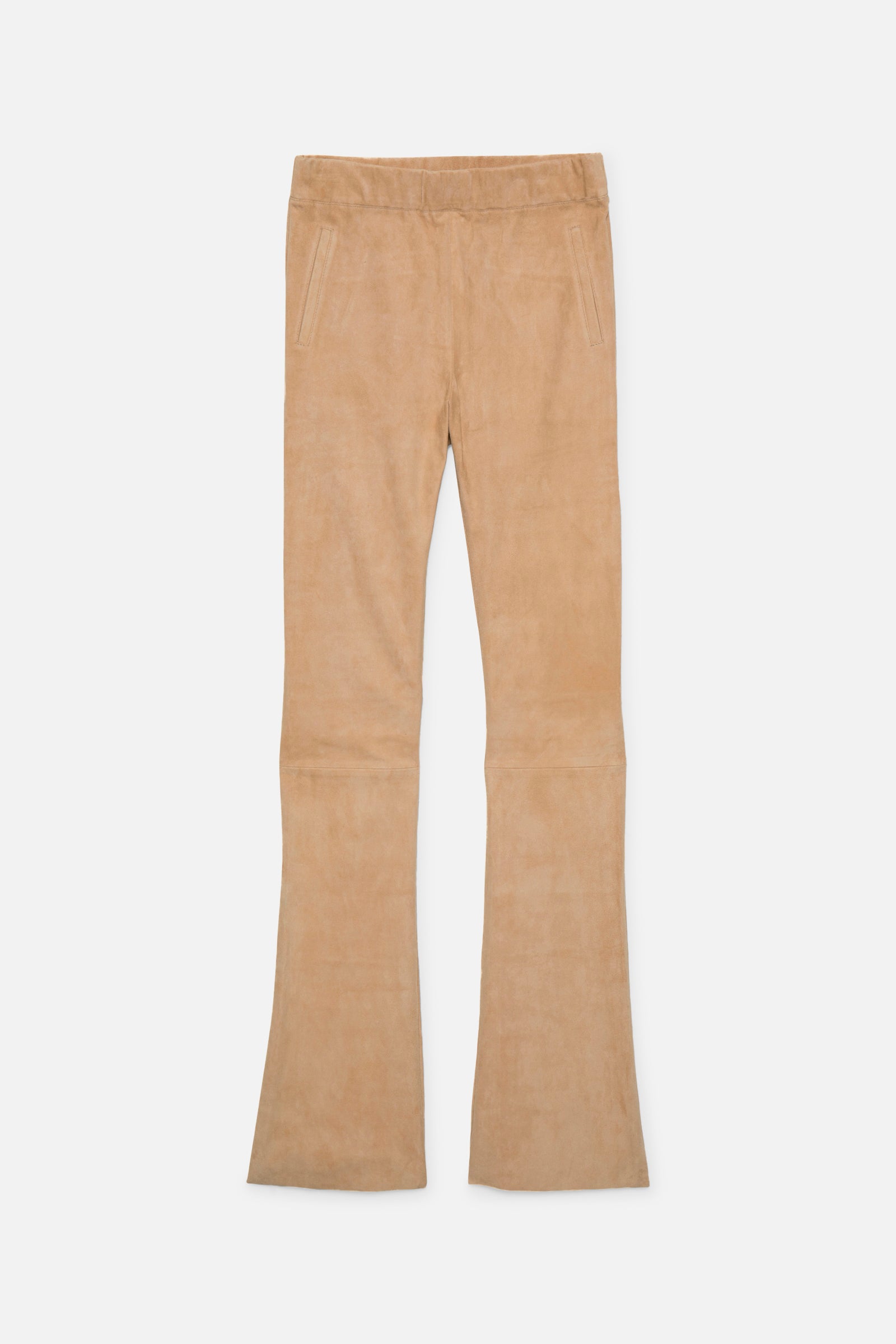 Pantalon évasé cuir de daim luxe camel pour femme MAX&MOI coupe ajustée