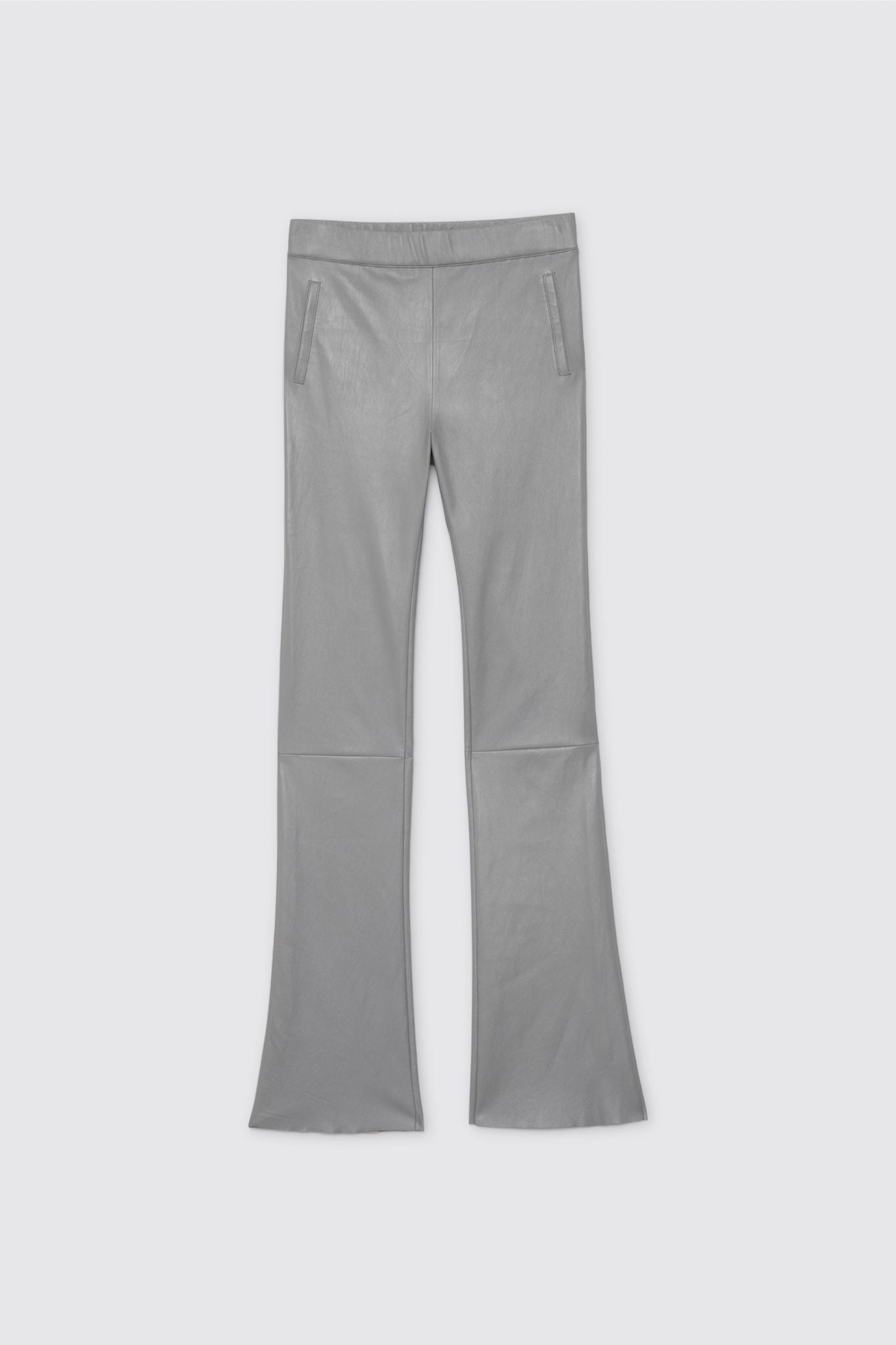 Pantalon BEYINA gris en cuir d'agneau haut de gamme MAX&MOI