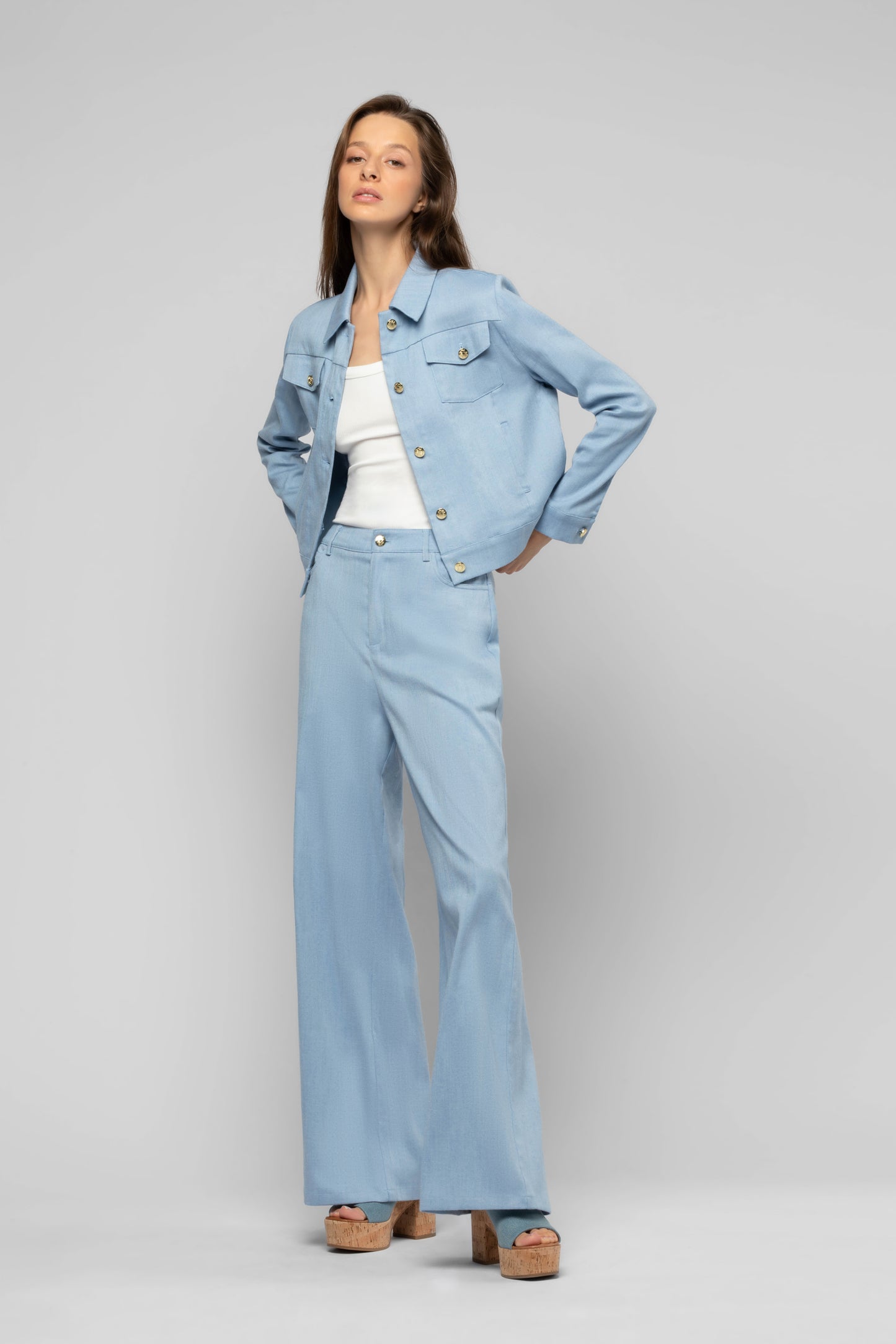 Pantalon Baina bleu en coton mode femme luxe