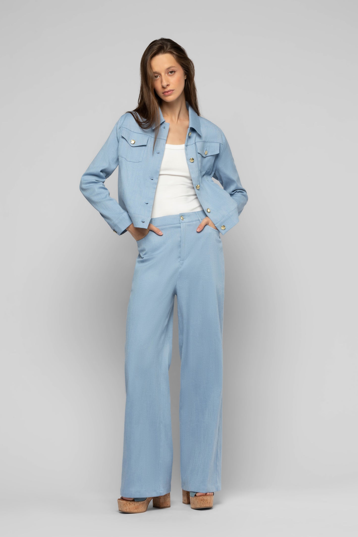 Pantalon Baina bleu en coton mode femme luxe