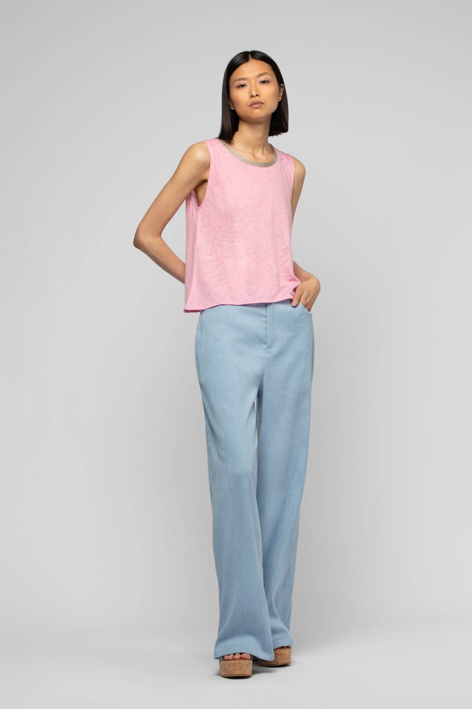 Pantalon Baina bleu en coton mode femme luxe