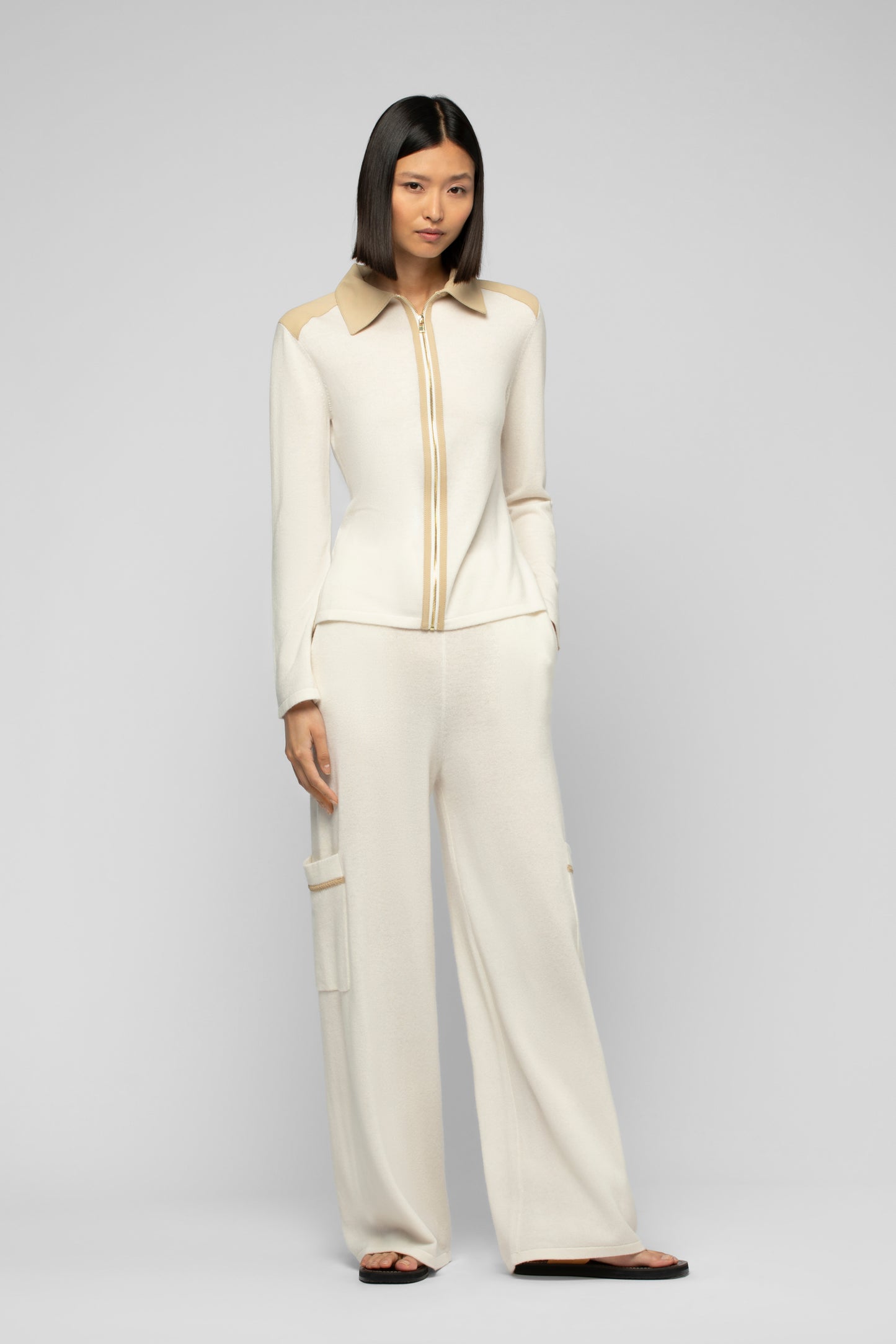 Pantalon Bakela blanc en laine et cachemire mode femme luxe