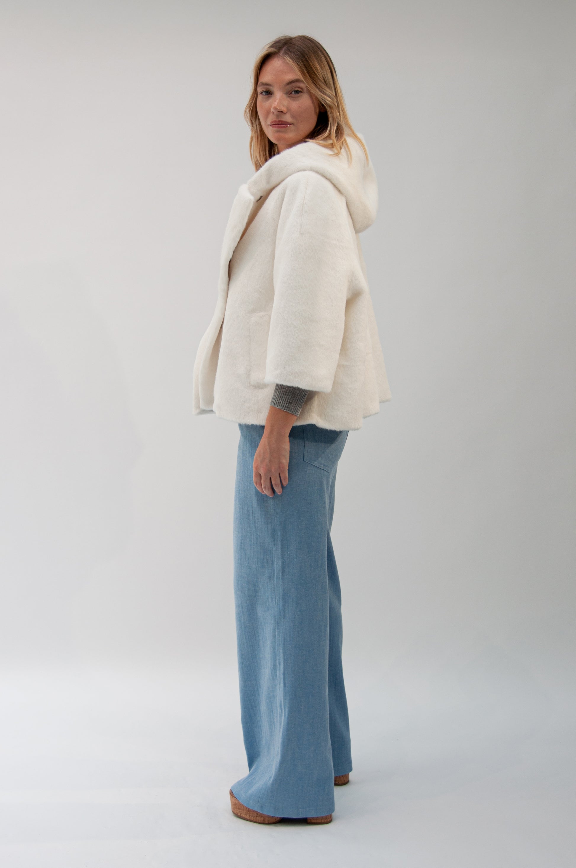 Max&moi Veste Fourrure Grise Femme Veste Molly Blanc Fausse