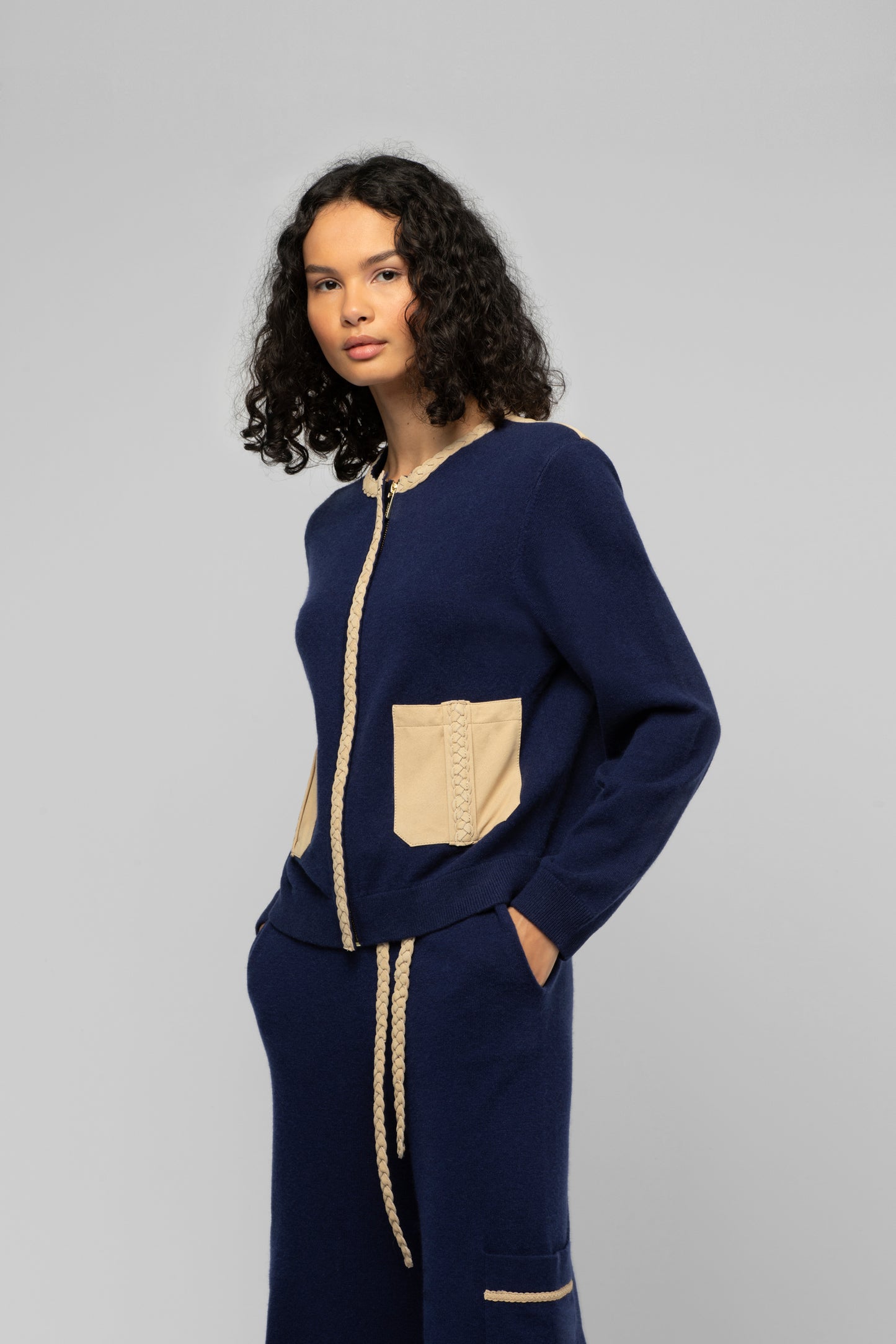 Gilet Gadonia bleu marine en laine et cachemire mode femme luxe