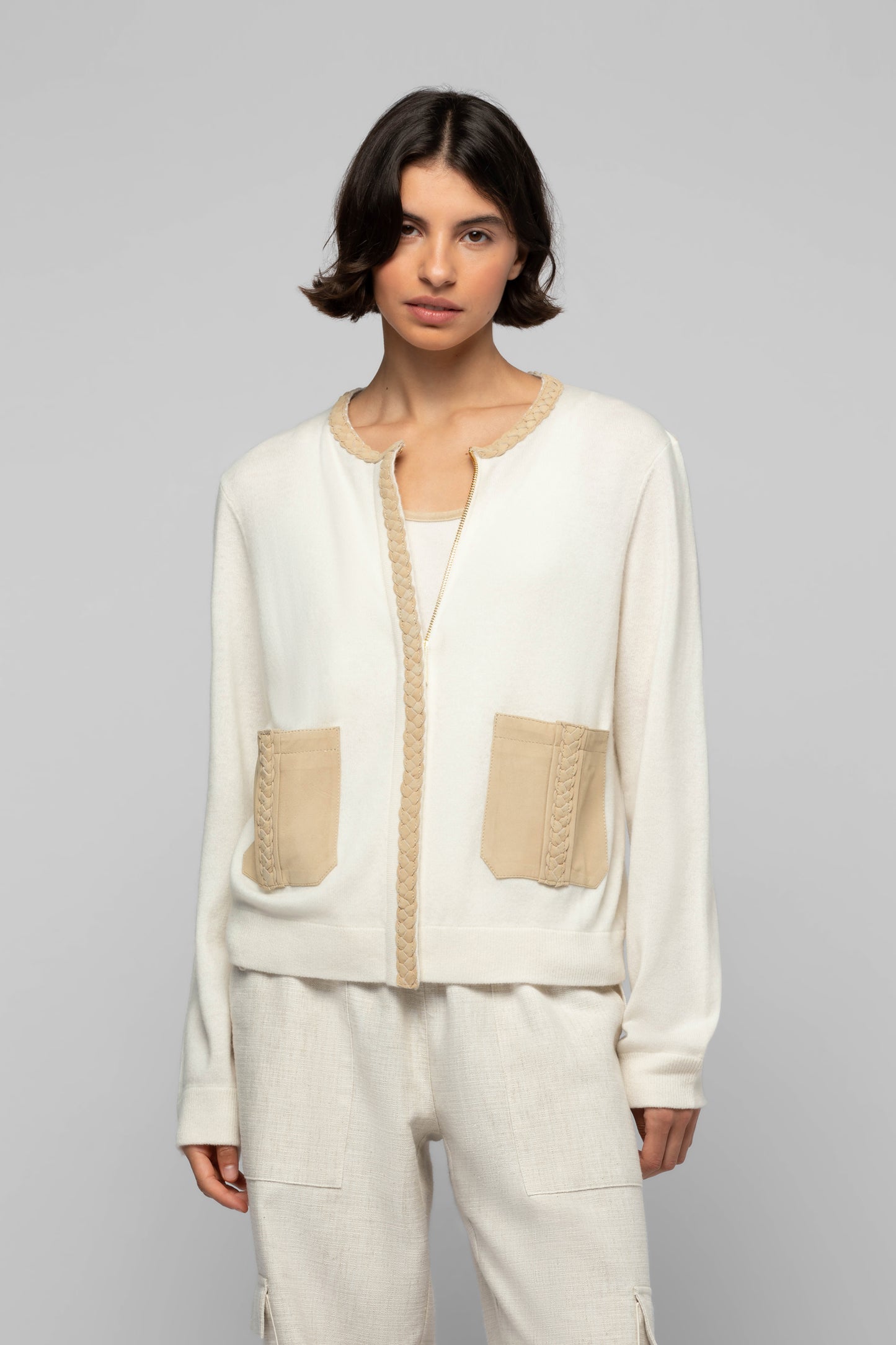 Gilet Gadonia blanc en laine et cachemire mode femme luxe