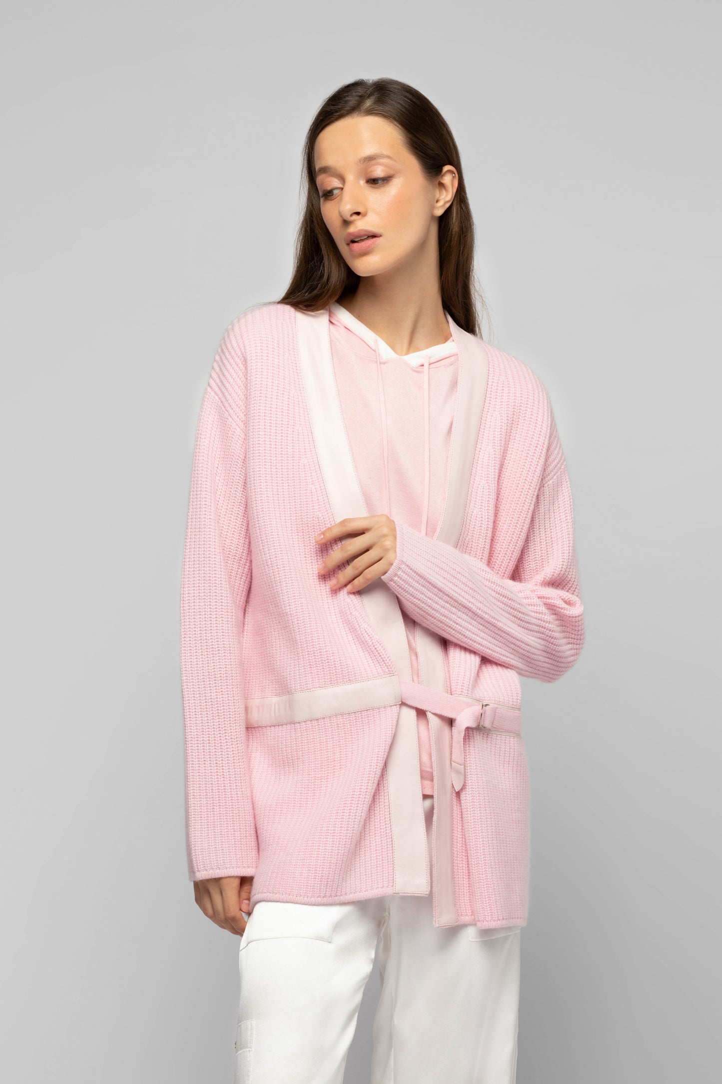 Gilet Gamy rose en laine et cachemire mode femme luxe