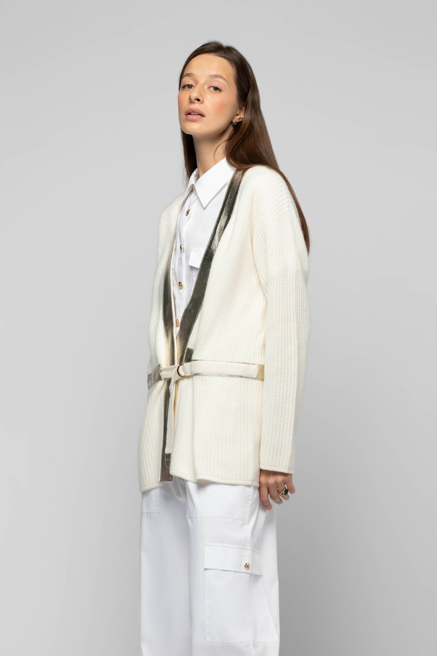 Gilet Gamy blanc en laine et cachemire mode femme luxe