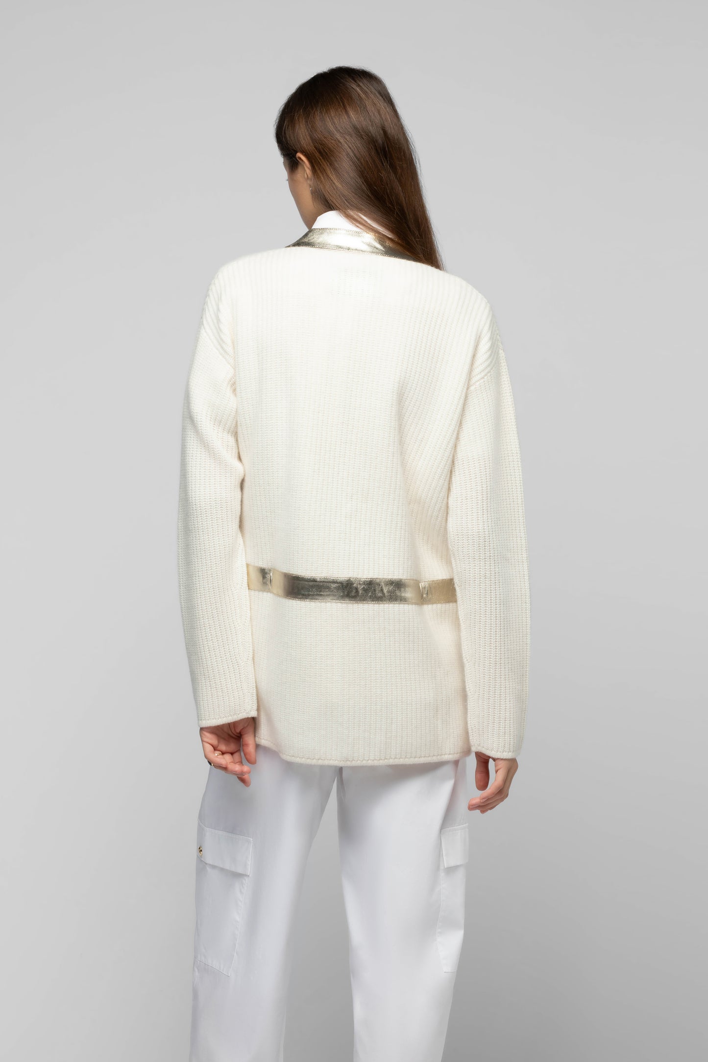 Gilet Gamy blanc en laine et cachemire mode femme luxe