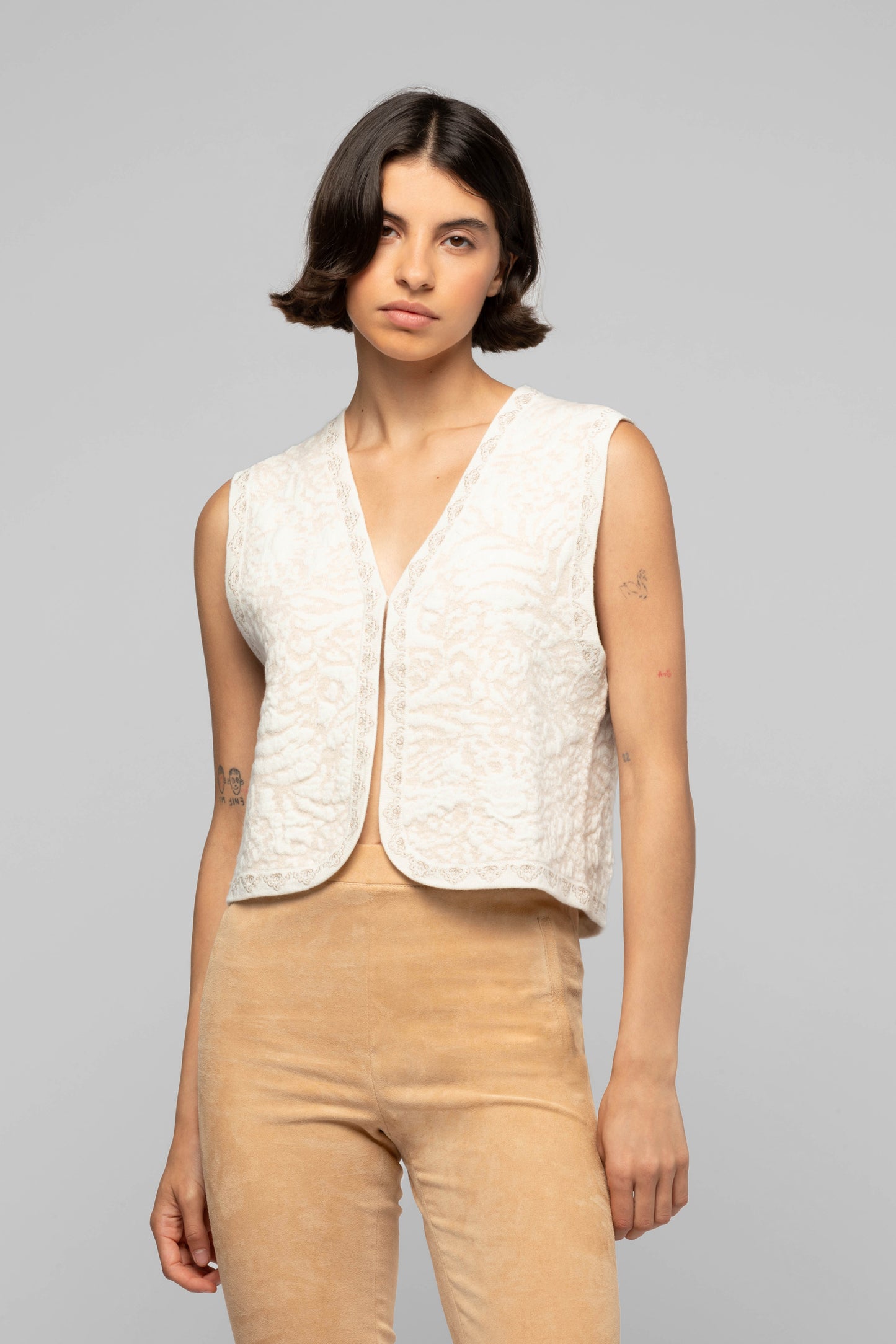 Gilet Gayele beige en laine et cachemire mode femme luxe