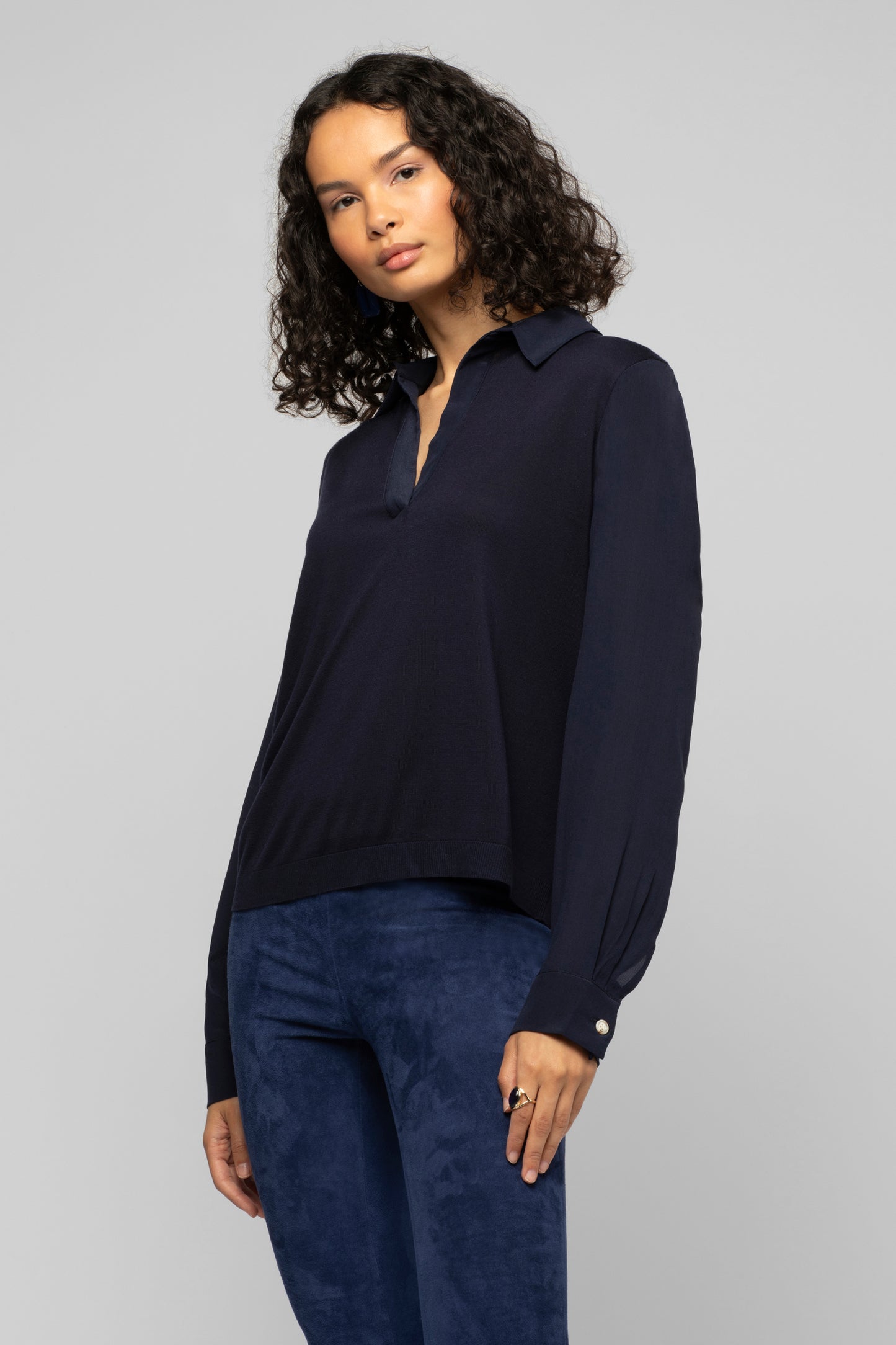 Pull Panny bleu marine en laine et soie mode femme luxe