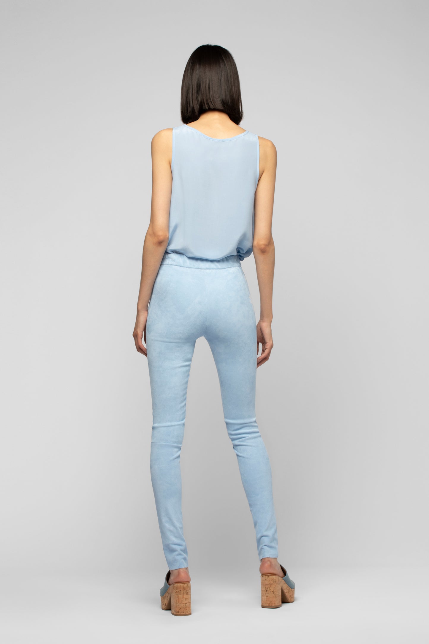 Perlegging En Daim bleu ciel en daim mode femme luxe