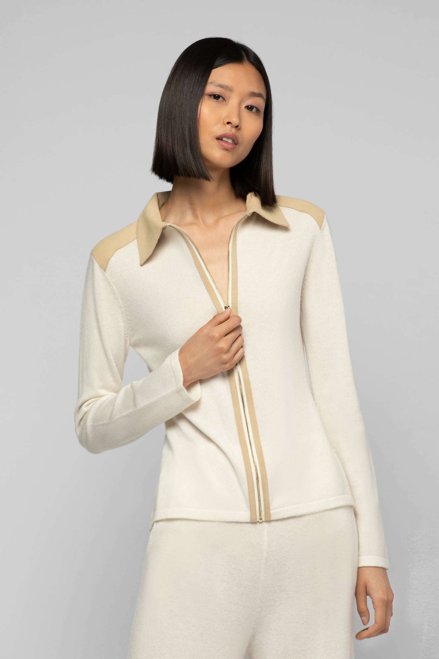 Gilet Tafef blanc en laine et cachemire mode femme luxe