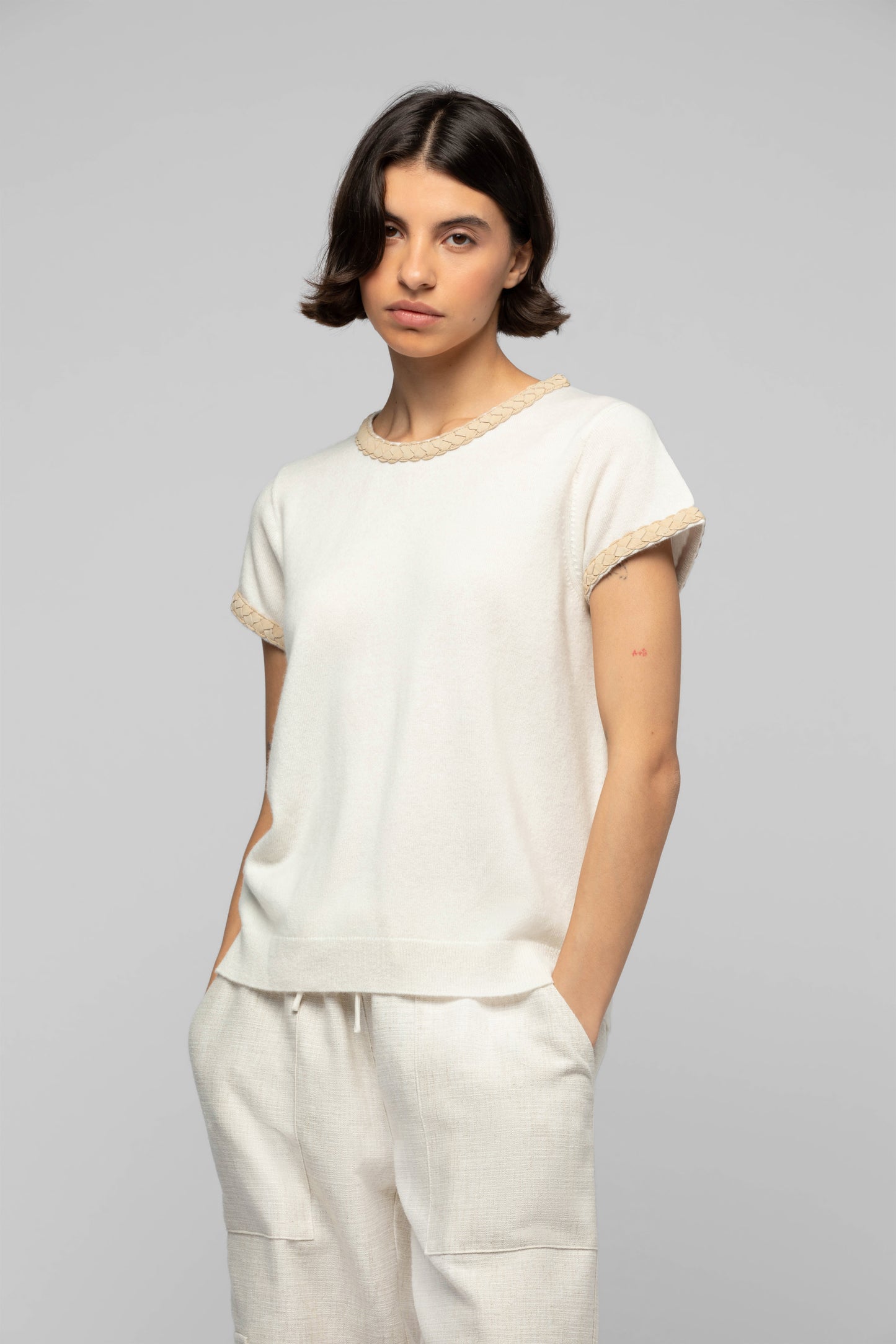 Top Tamelia blanc en laine et cachemire mode femme luxe