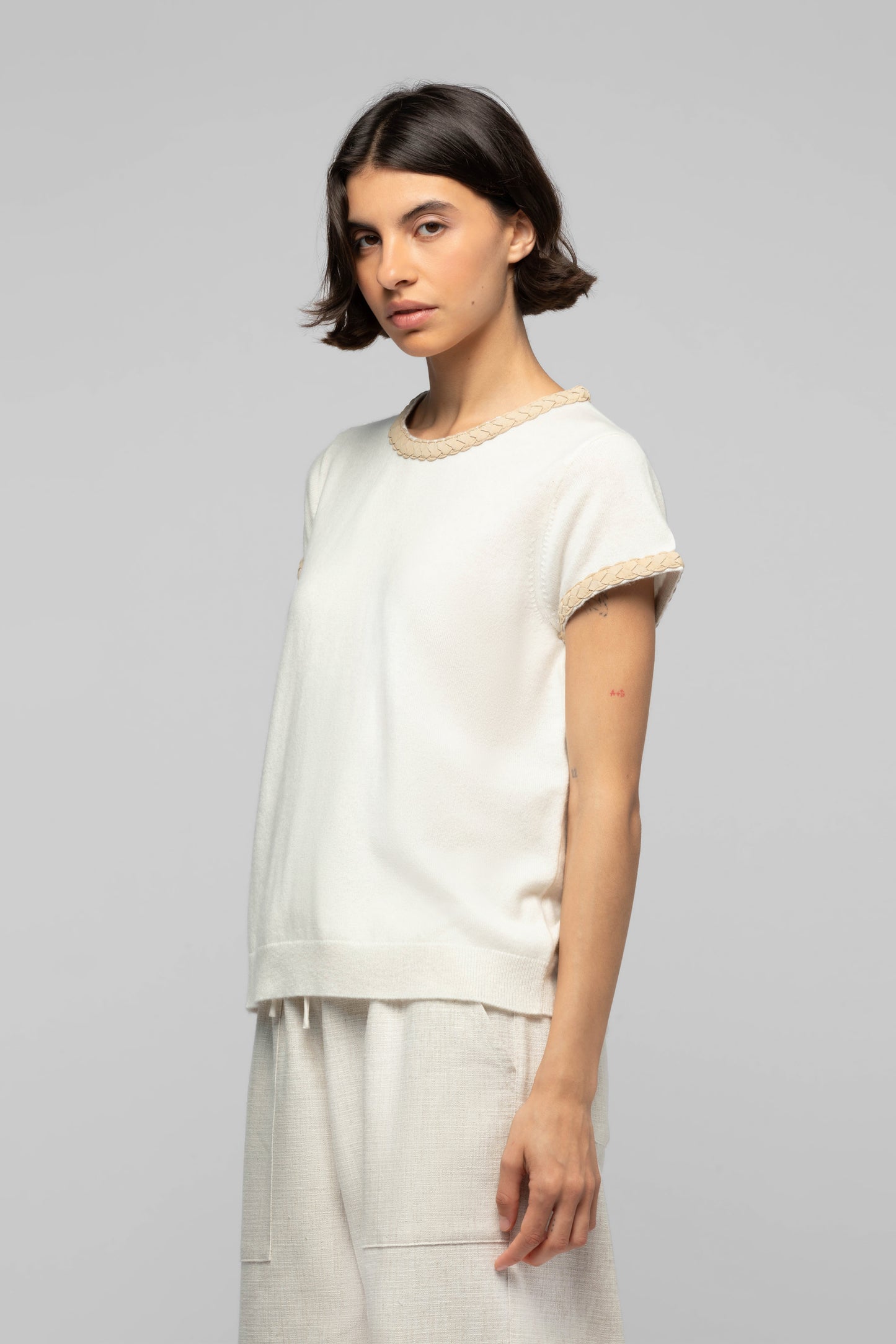 Top Tamelia blanc en laine et cachemire mode femme luxe