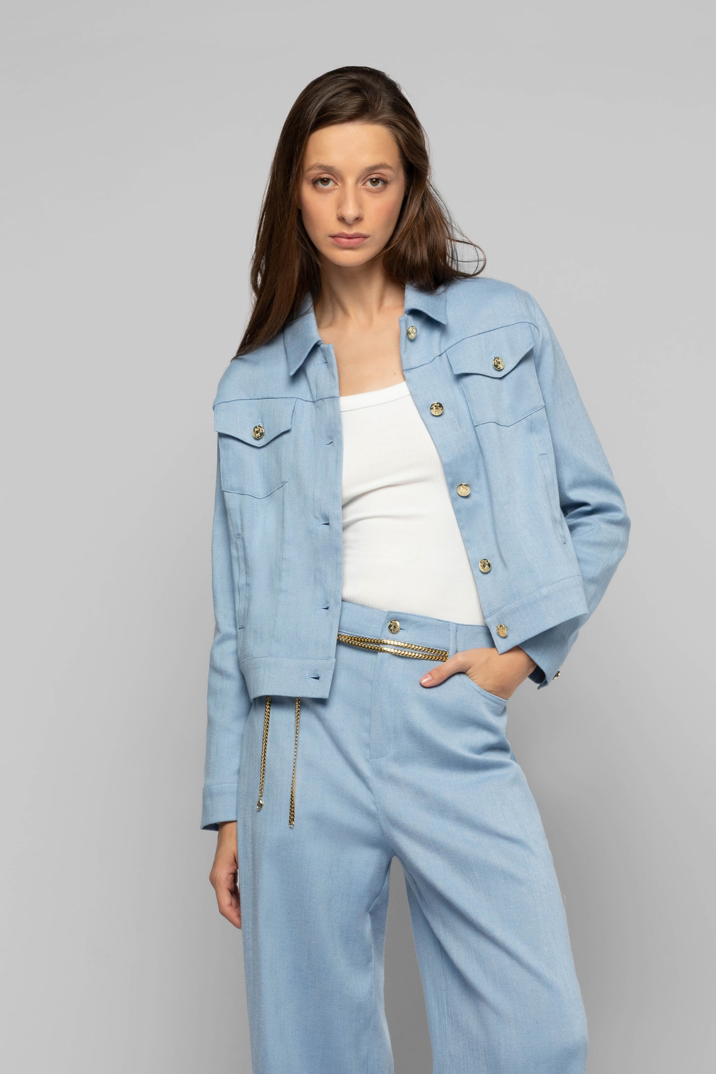 Veste Valeria bleu en coton mode femme luxe