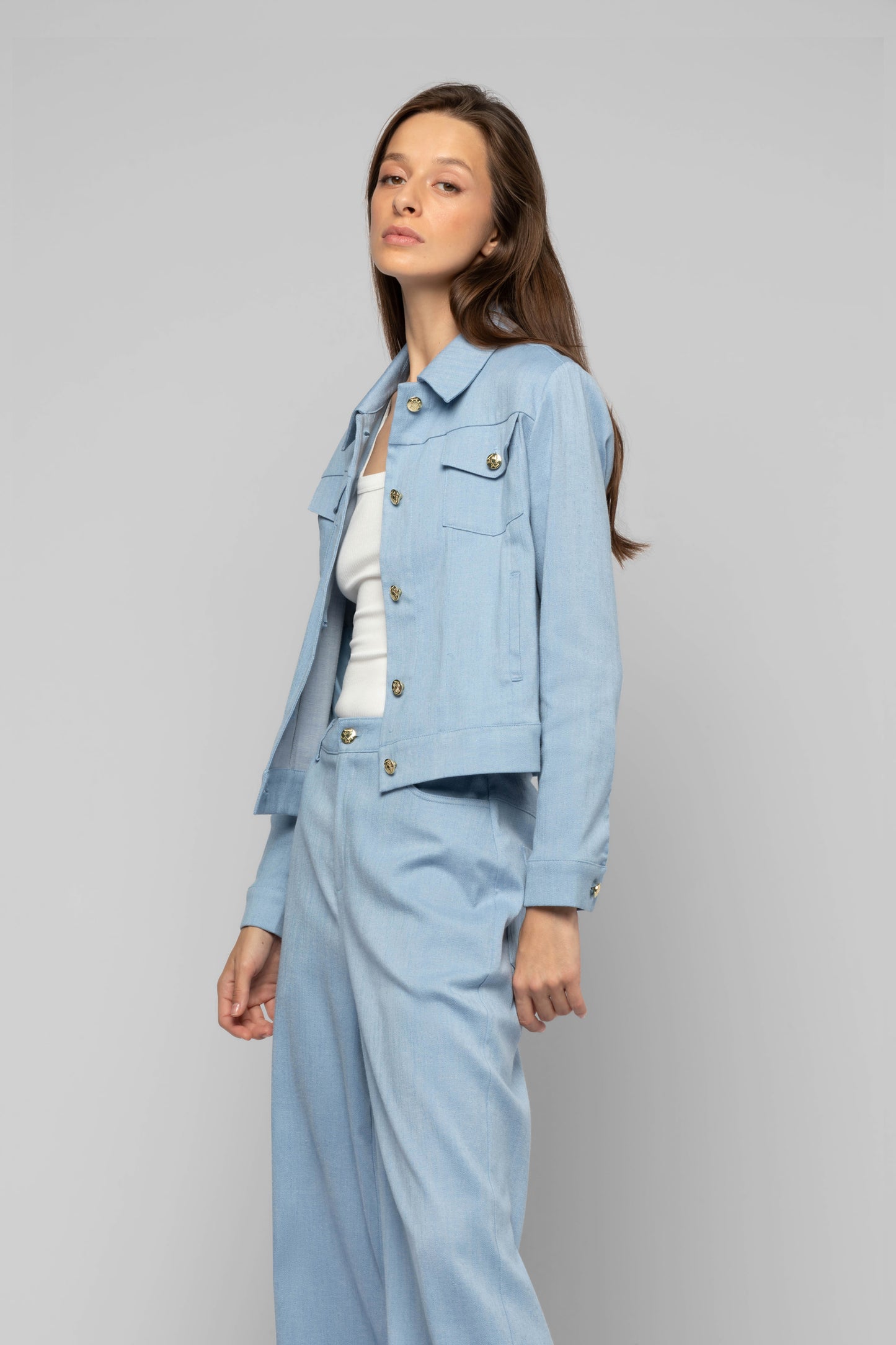 Veste Valeria bleu en coton mode femme luxe